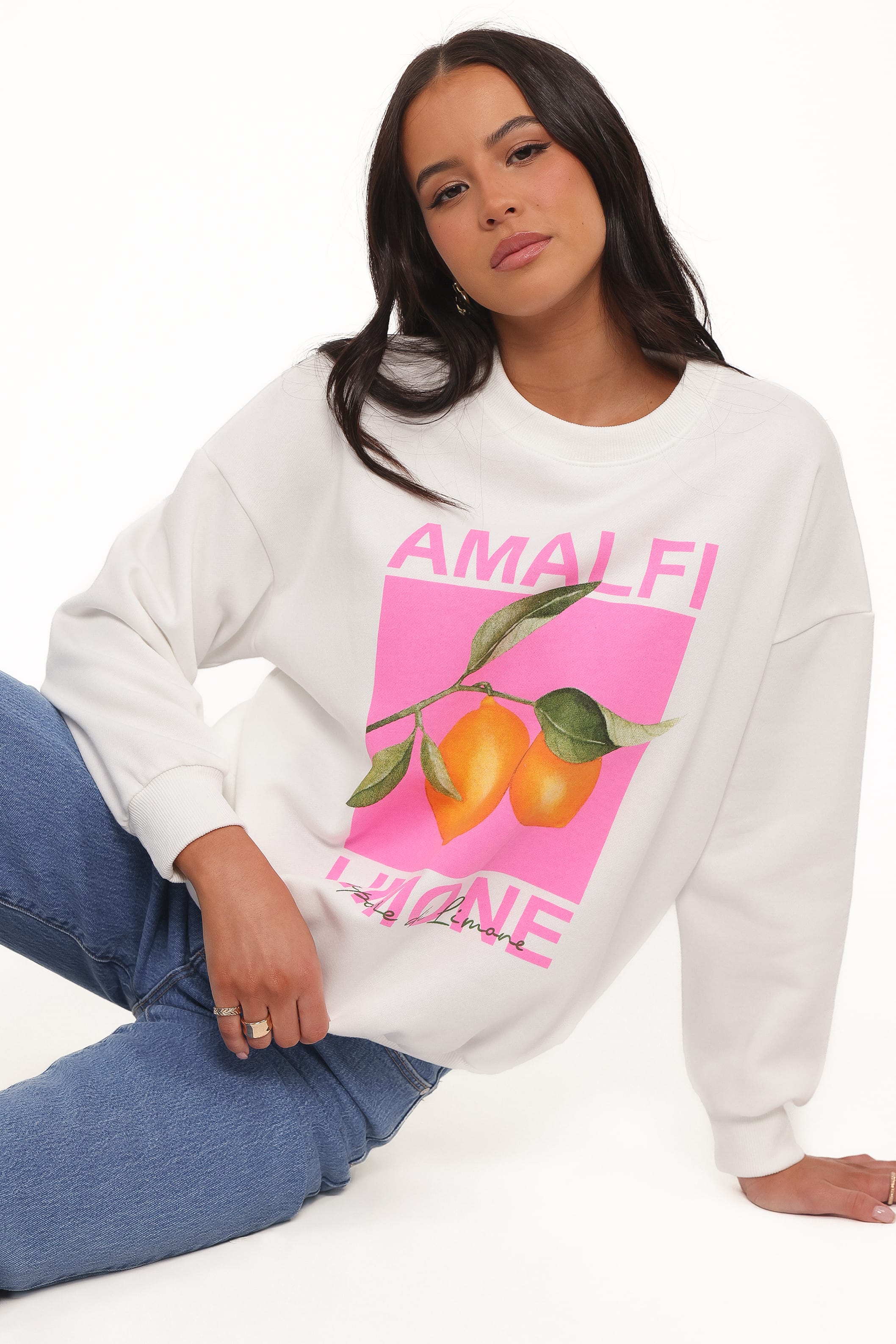 Petal and Pup USA OUTERWEAR Amalfi Graphic Sweatshirt - White