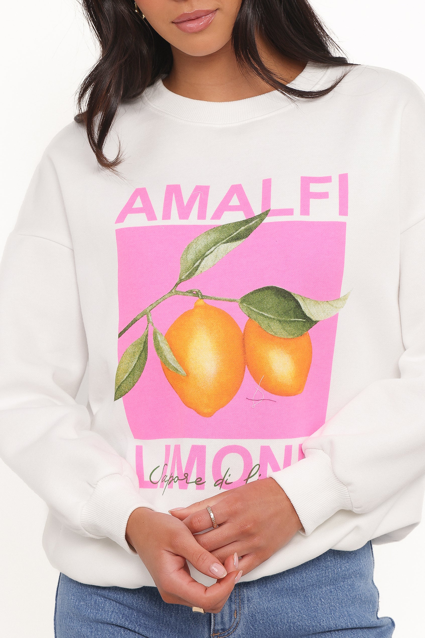 Petal and Pup USA OUTERWEAR Amalfi Graphic Sweatshirt - White