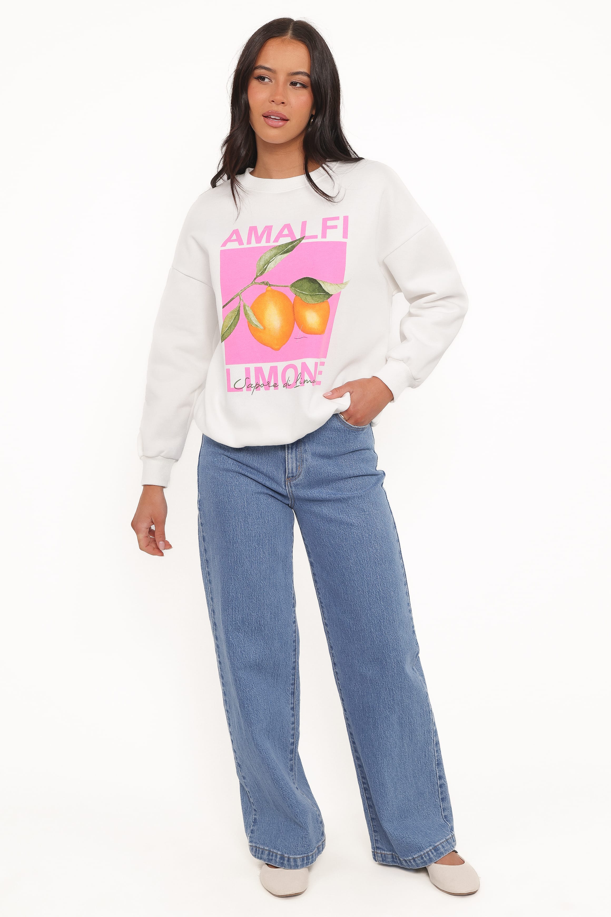 Petal and Pup USA OUTERWEAR Amalfi Graphic Sweatshirt - White