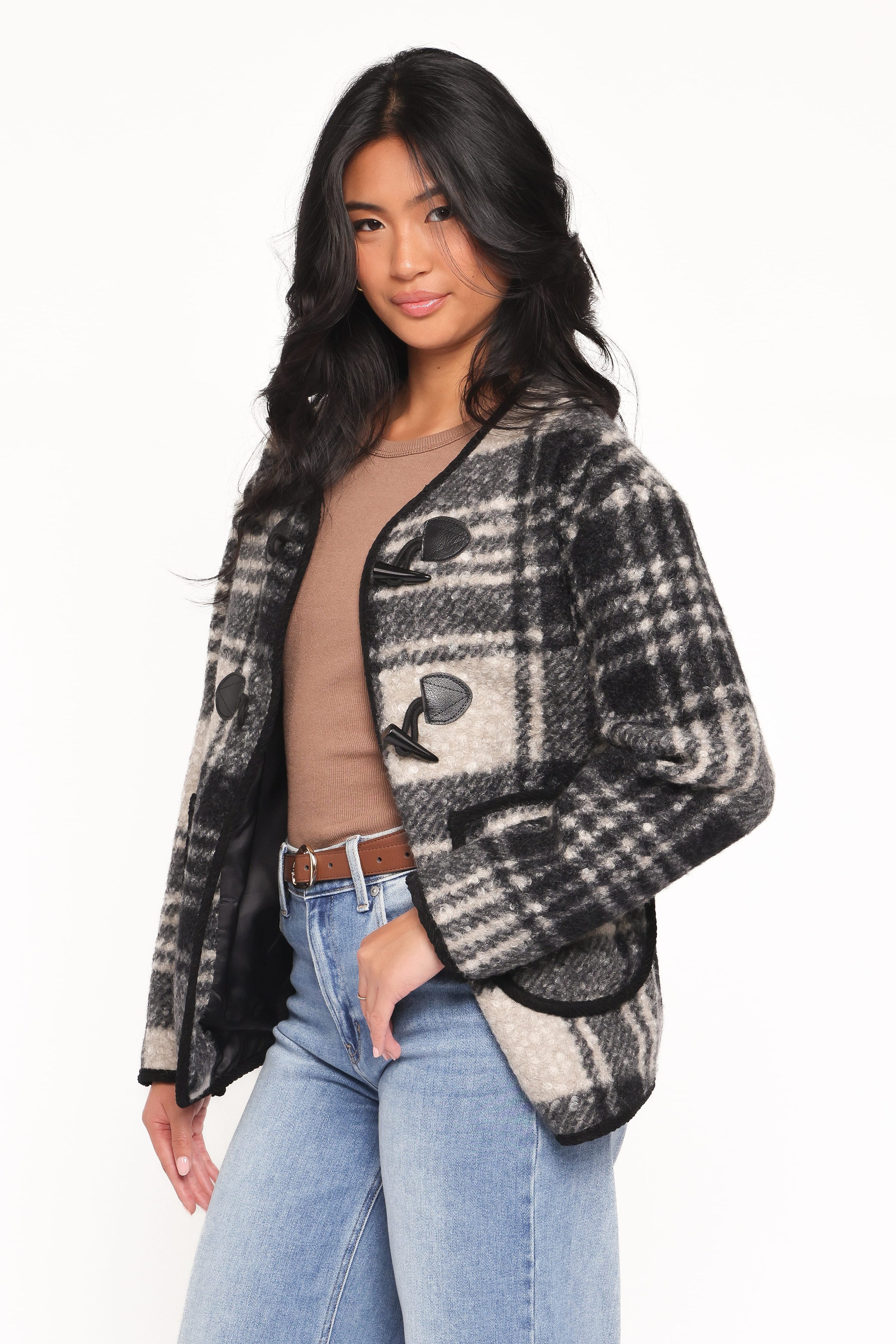 Petal and Pup USA OUTERWEAR Austin Plaid Jacket - Black