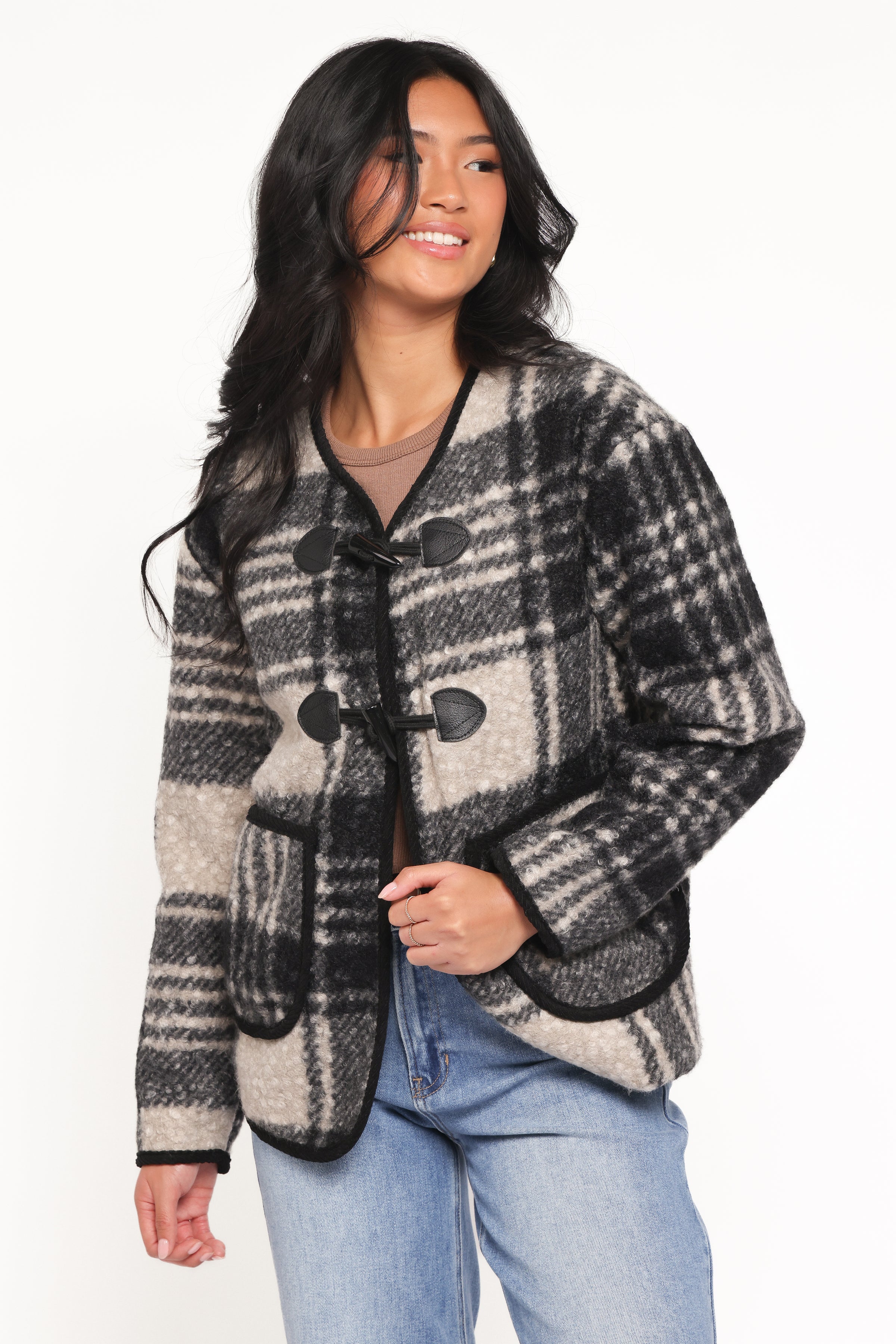 Petal and Pup USA OUTERWEAR Austin Plaid Jacket - Black