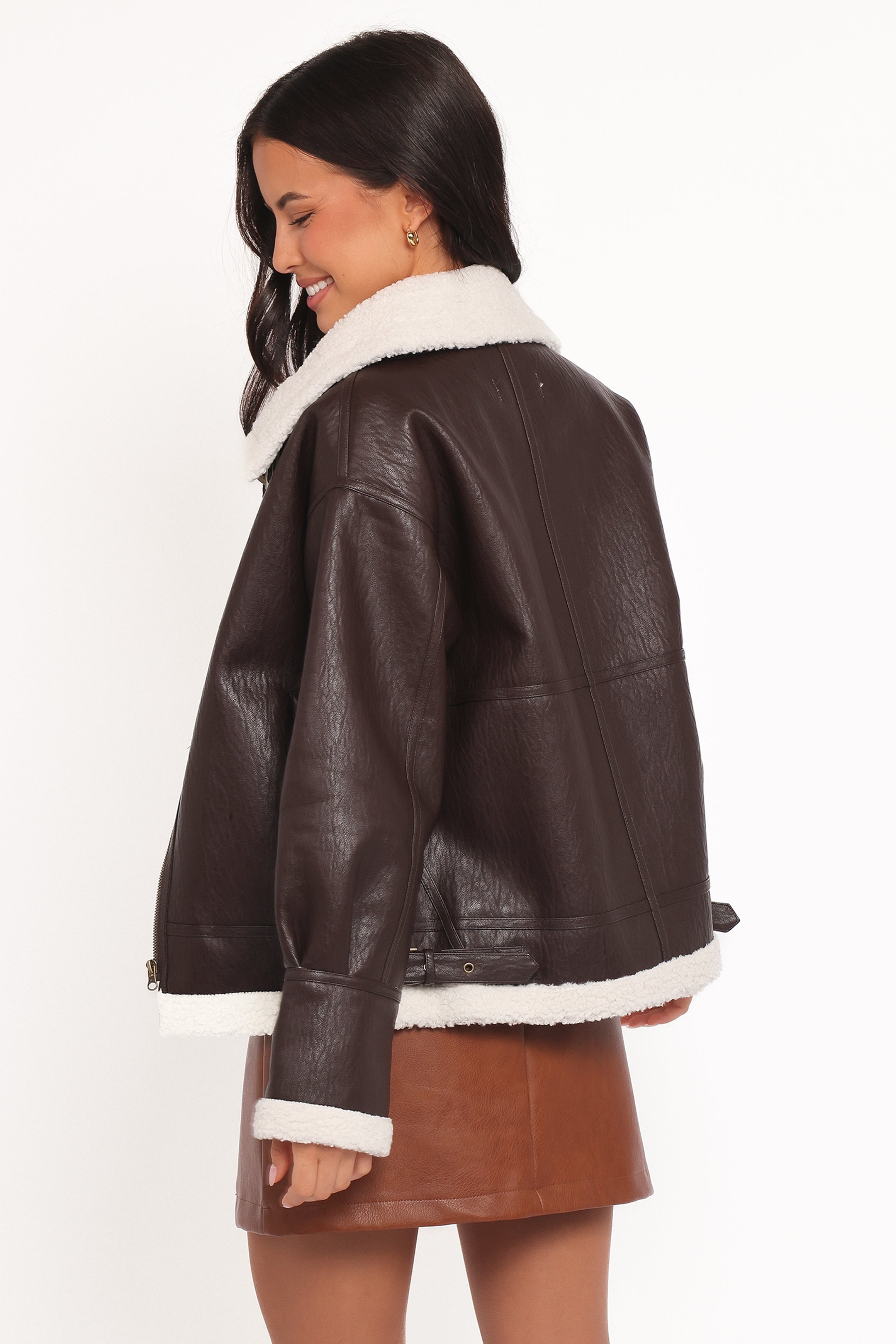 Petal and Pup USA OUTERWEAR Baxter Shearling Lined Jacket - Brown