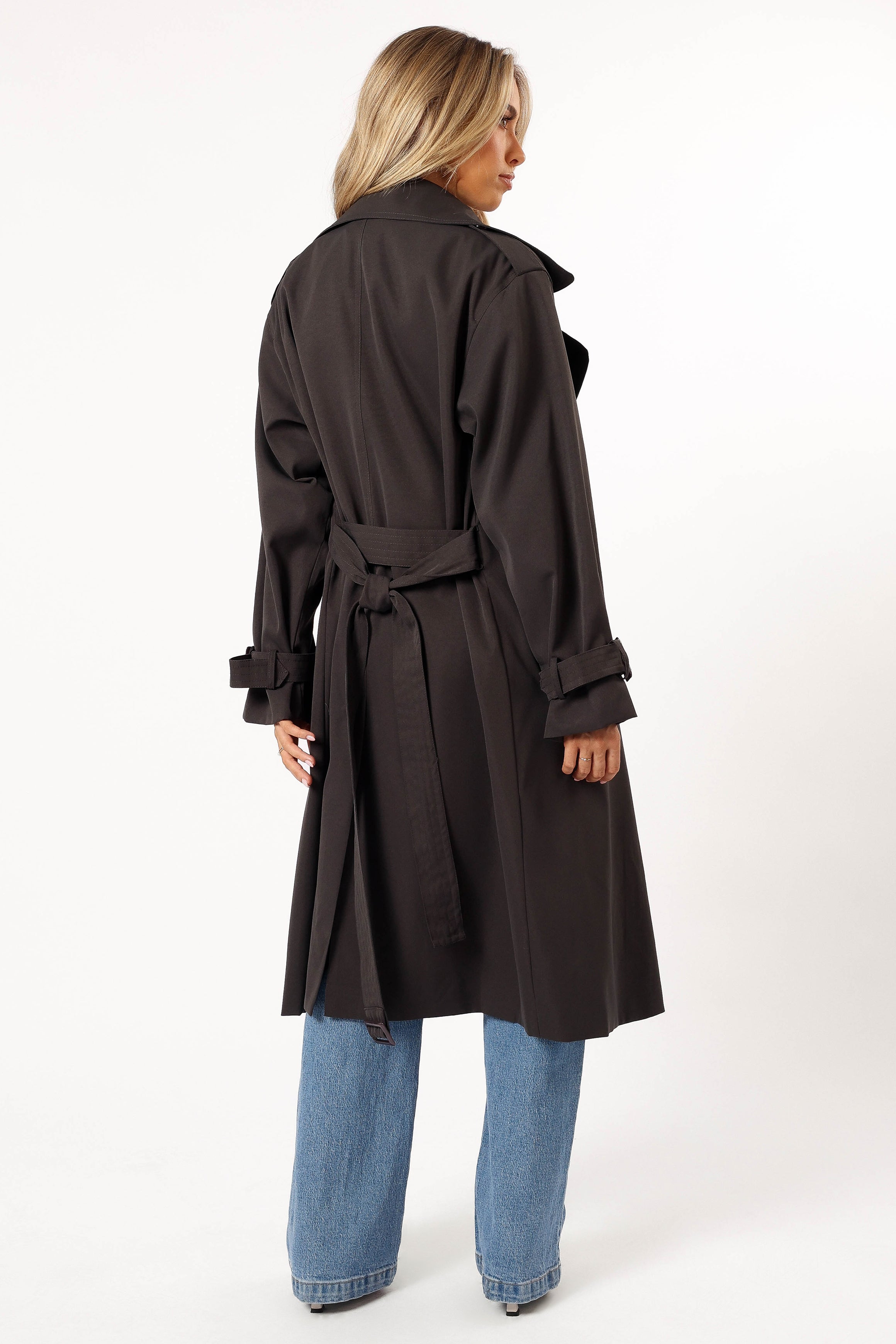Petal and Pup USA OUTERWEAR Billy Button Front Trench Coat - Charcoal