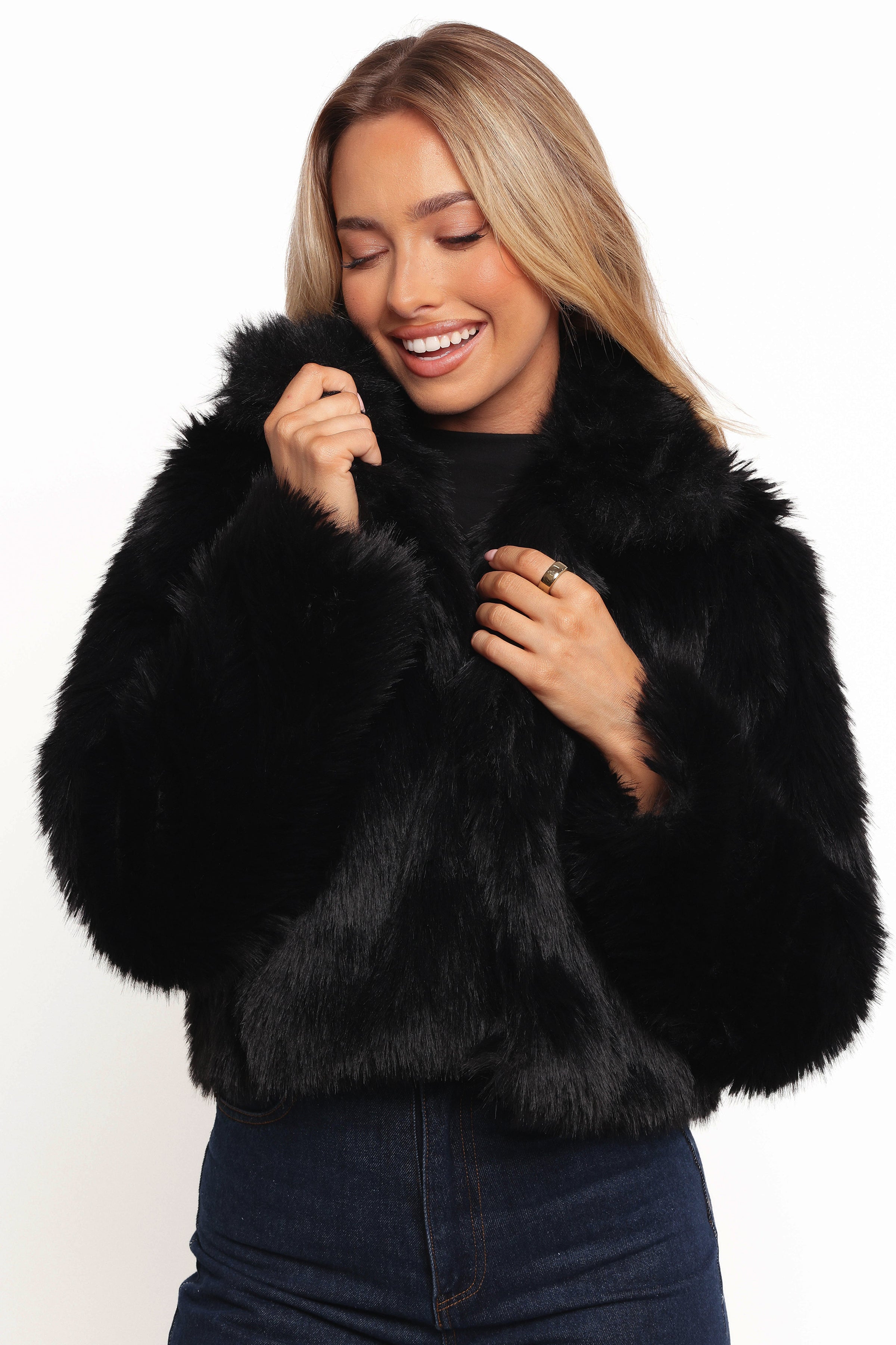 Petal and Pup USA OUTERWEAR Bobbi Faux Fur Jacket - Black
