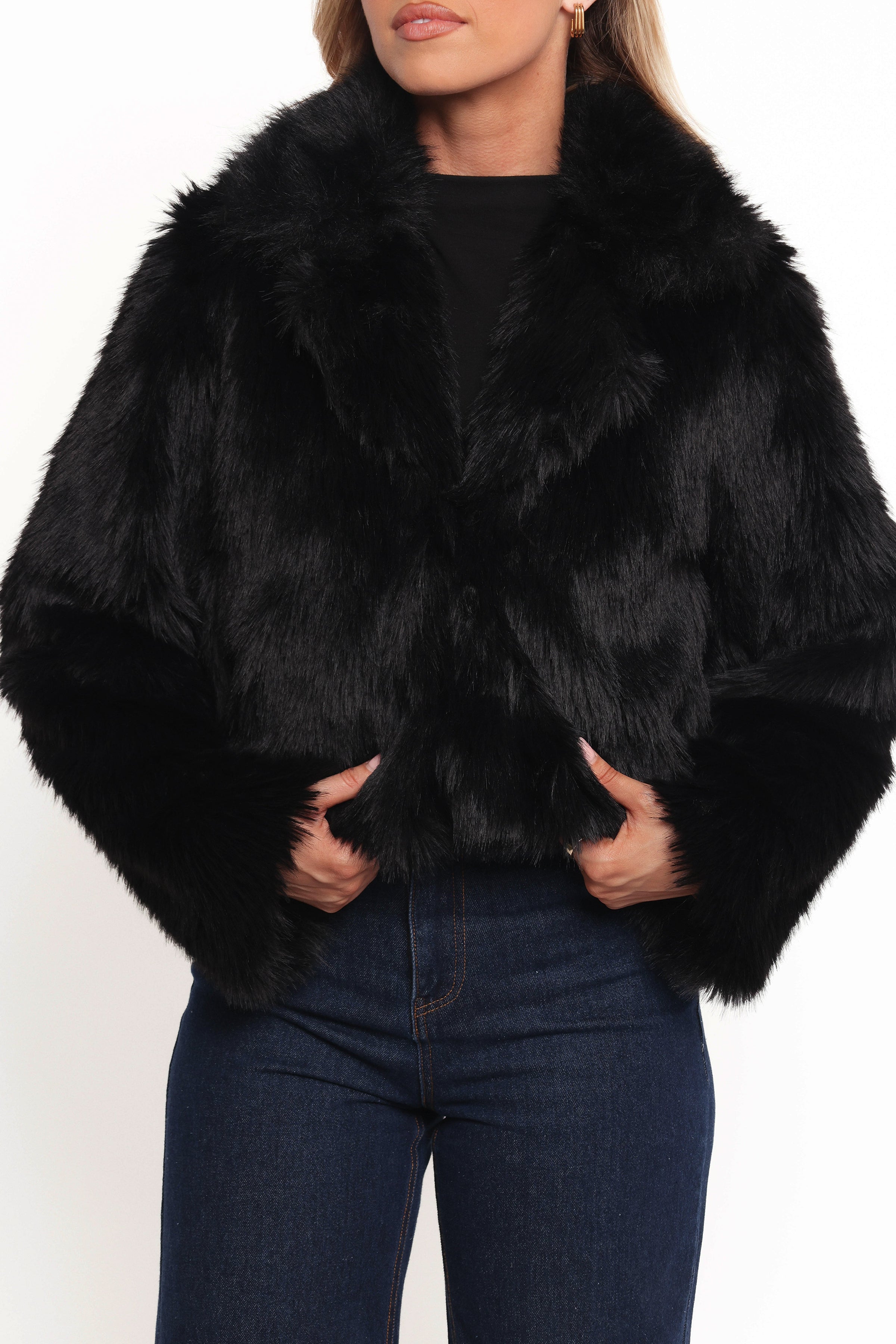 Petal and Pup USA OUTERWEAR Bobbi Faux Fur Jacket - Black