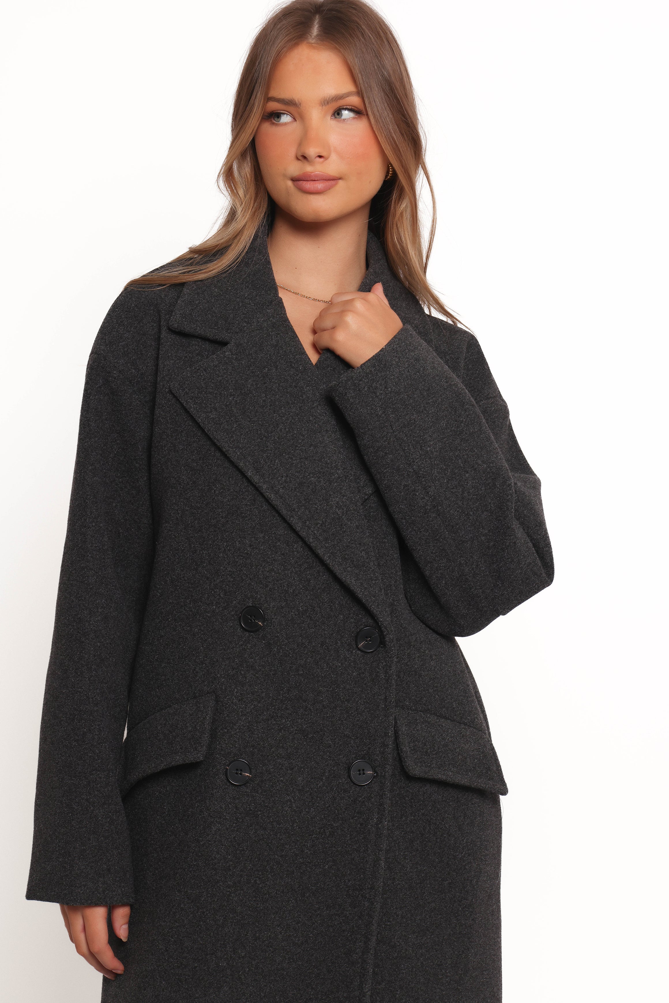 Petal and Pup USA OUTERWEAR Brylie Oversized Coat - Charcoal