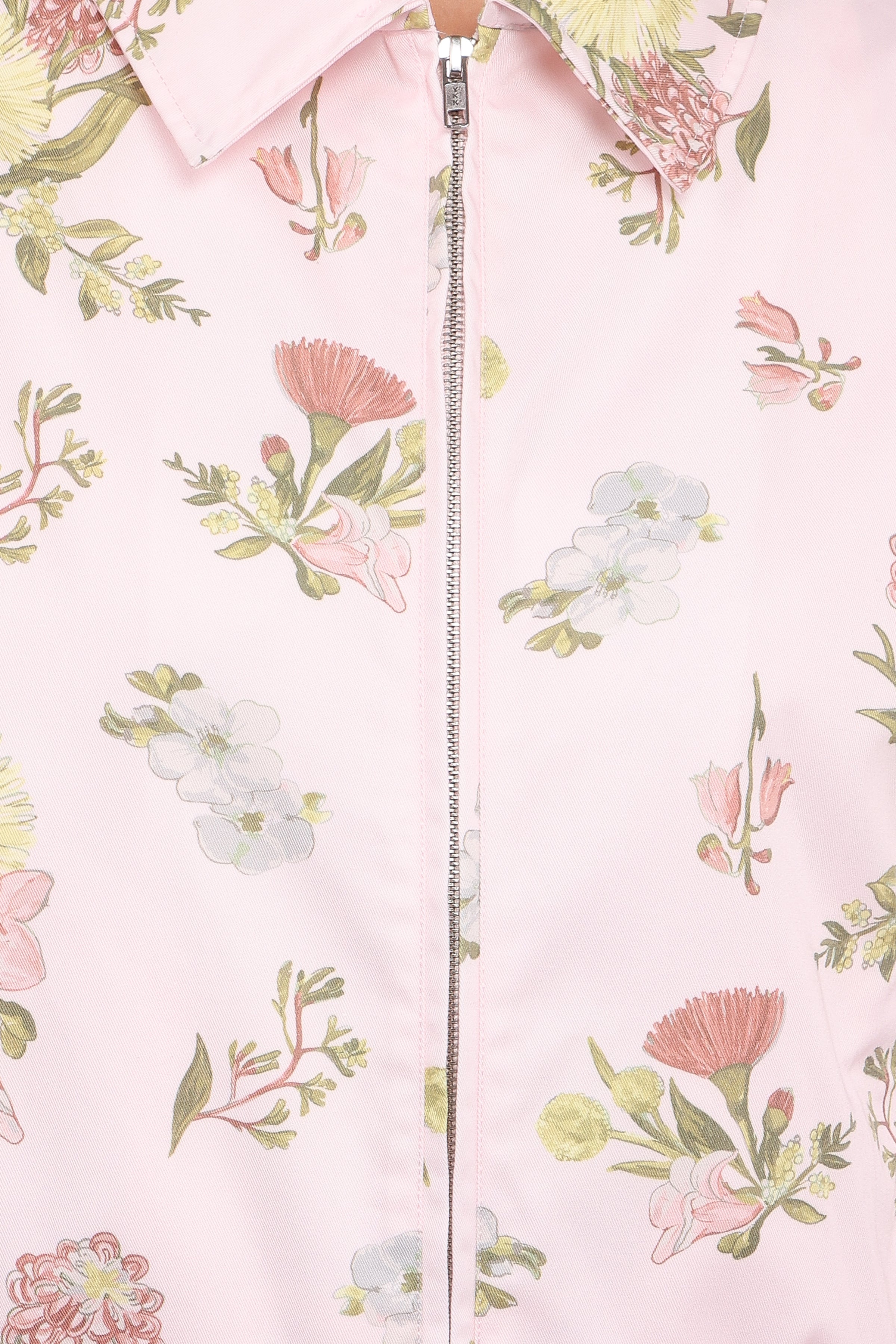 Petal and Pup USA OUTERWEAR Calvin Floral Twill Zip Jacket - Pale Pink Floral