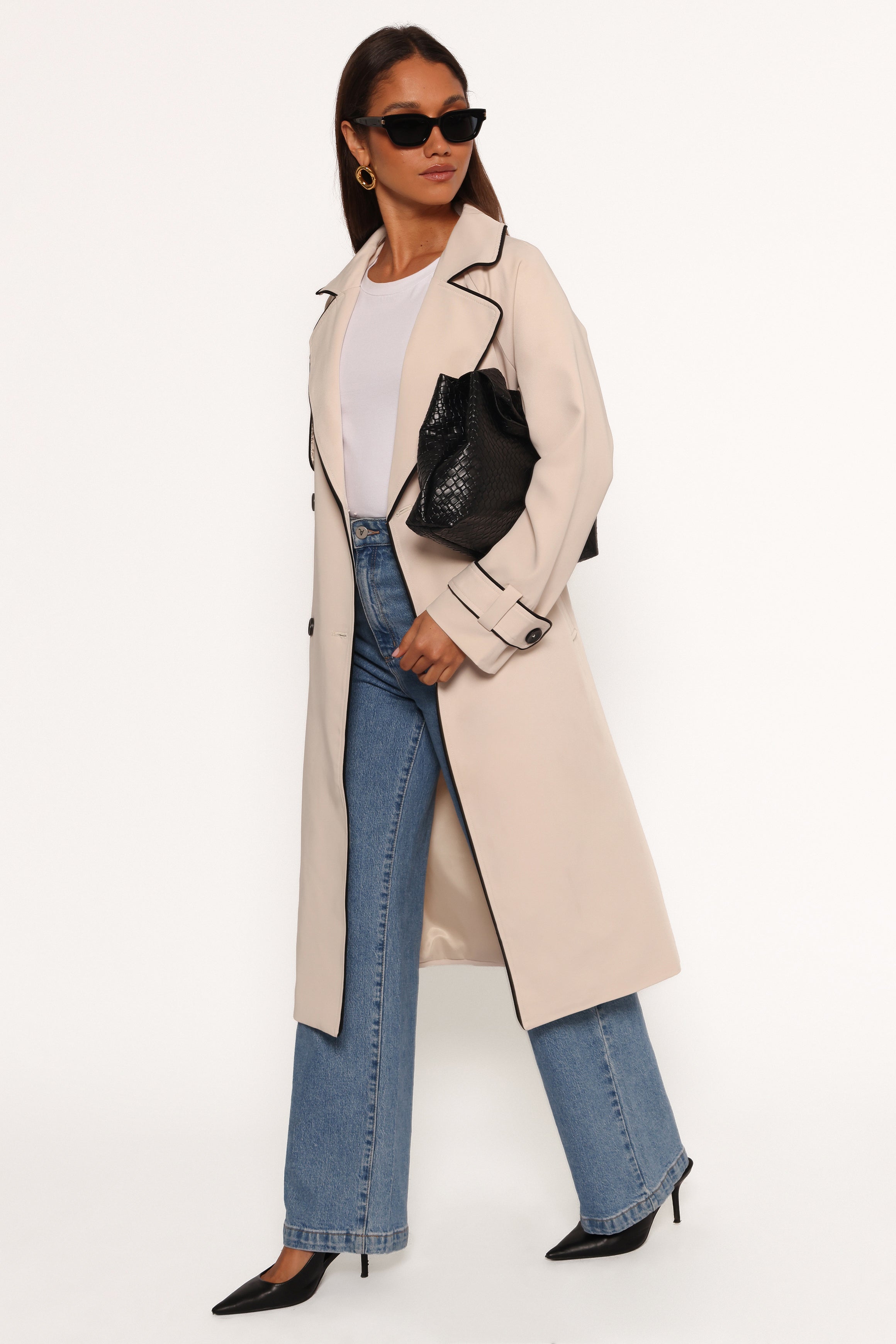 Petal and Pup USA OUTERWEAR Cayenne Contrast Binding Trench Coat - Beige