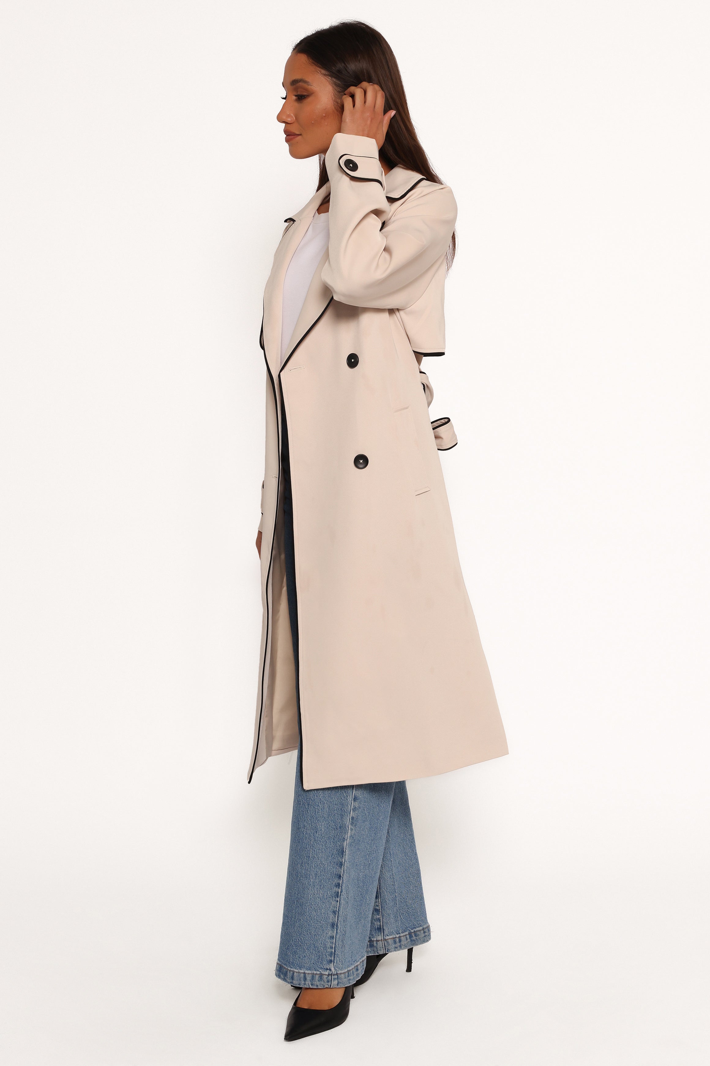 Petal and Pup USA OUTERWEAR Cayenne Contrast Binding Trench Coat - Beige