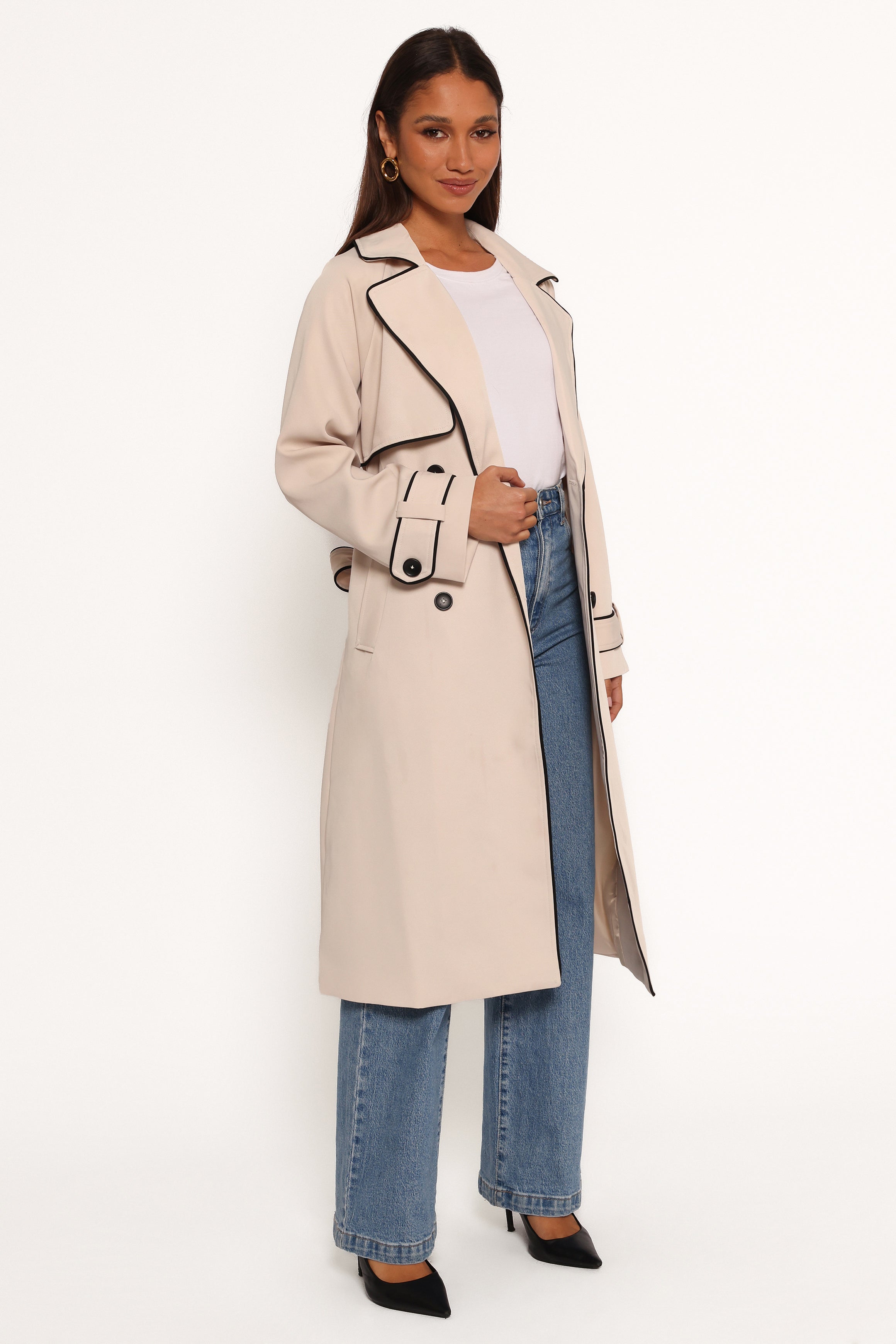 Petal and Pup USA OUTERWEAR Cayenne Contrast Binding Trench Coat - Beige