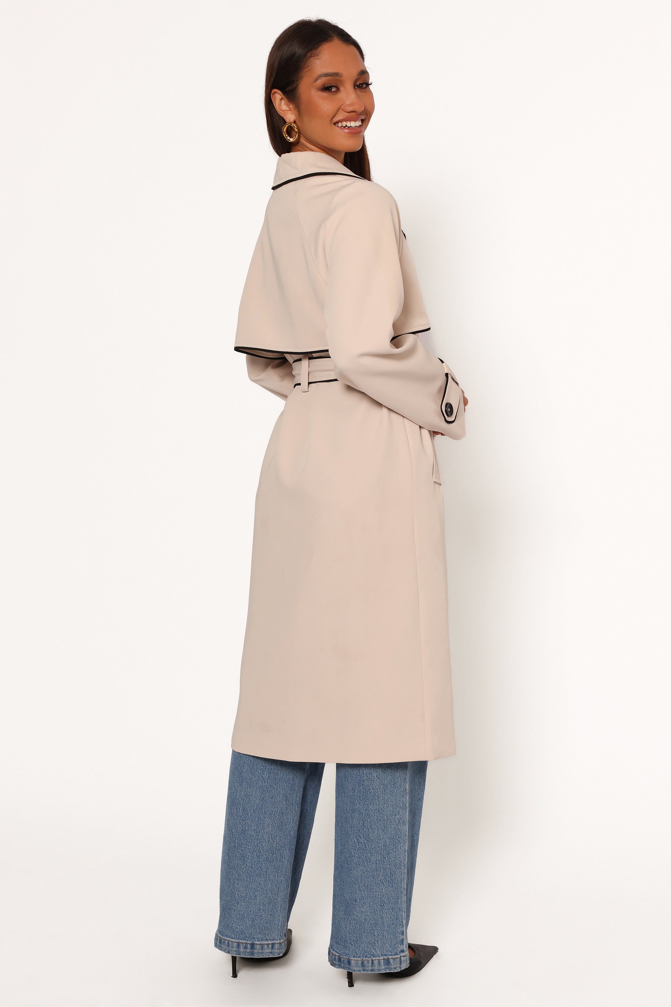 Petal and Pup USA OUTERWEAR Cayenne Contrast Binding Trench Coat - Beige