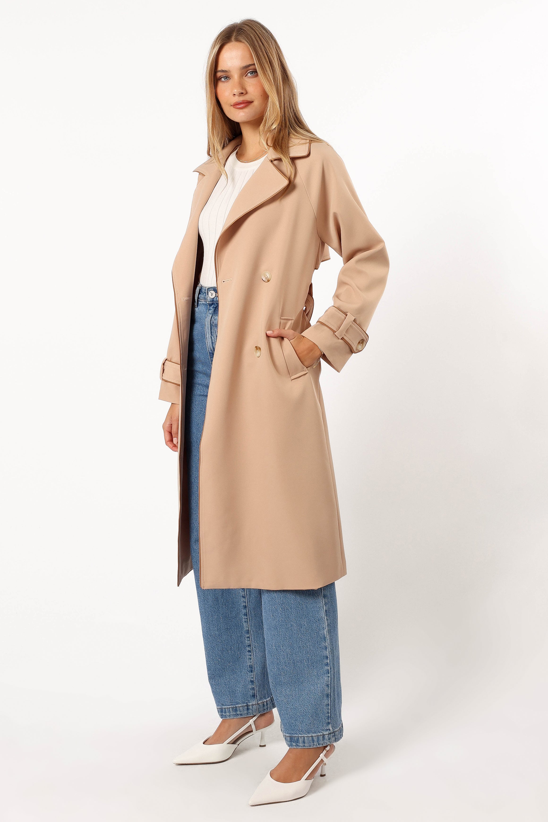 Petal and Pup USA OUTERWEAR Cayenne Contrast Binding Trench Coat - Camel