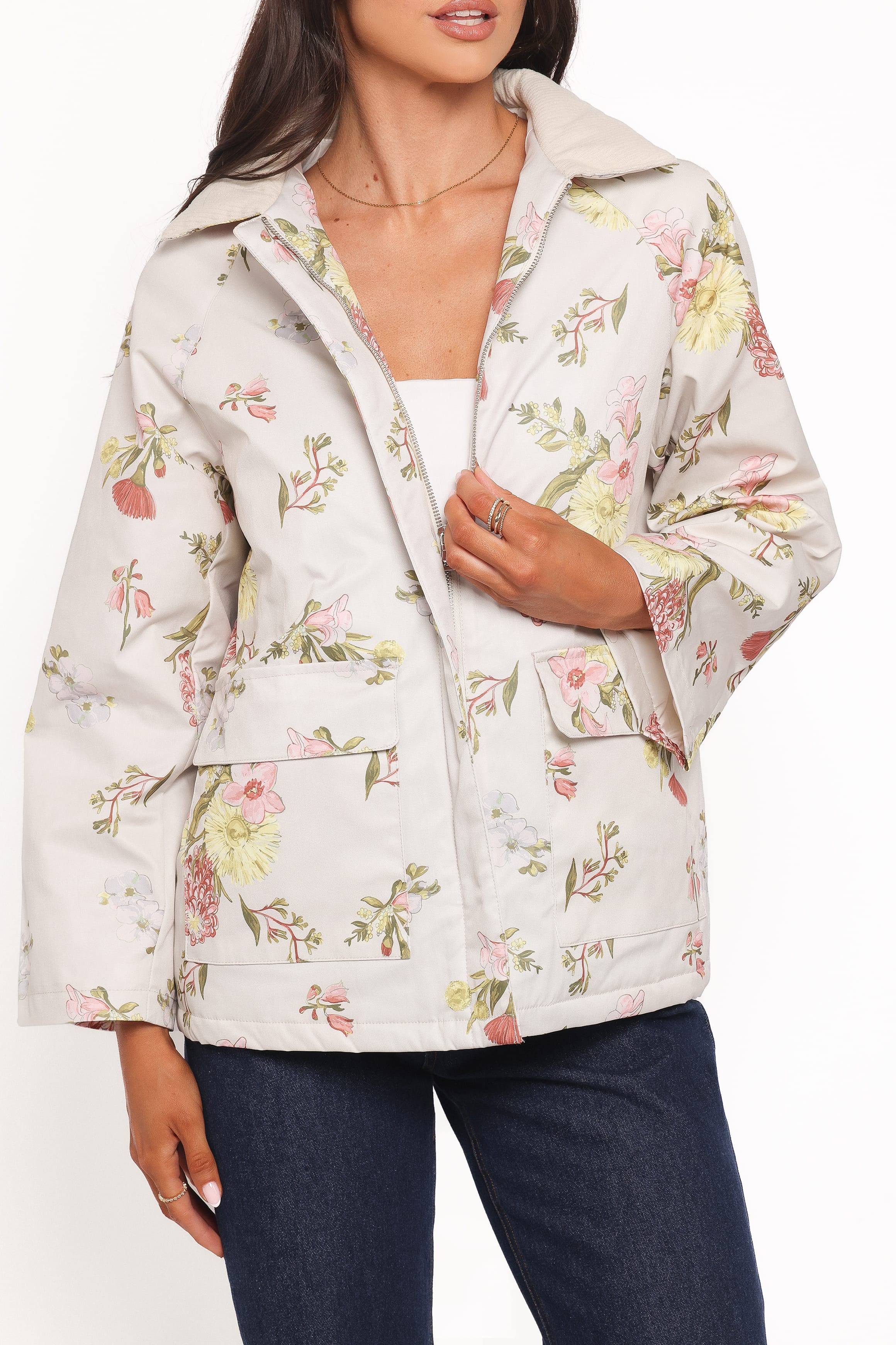 Petal and Pup USA OUTERWEAR Danica Barn Jacket - Khaki Floral