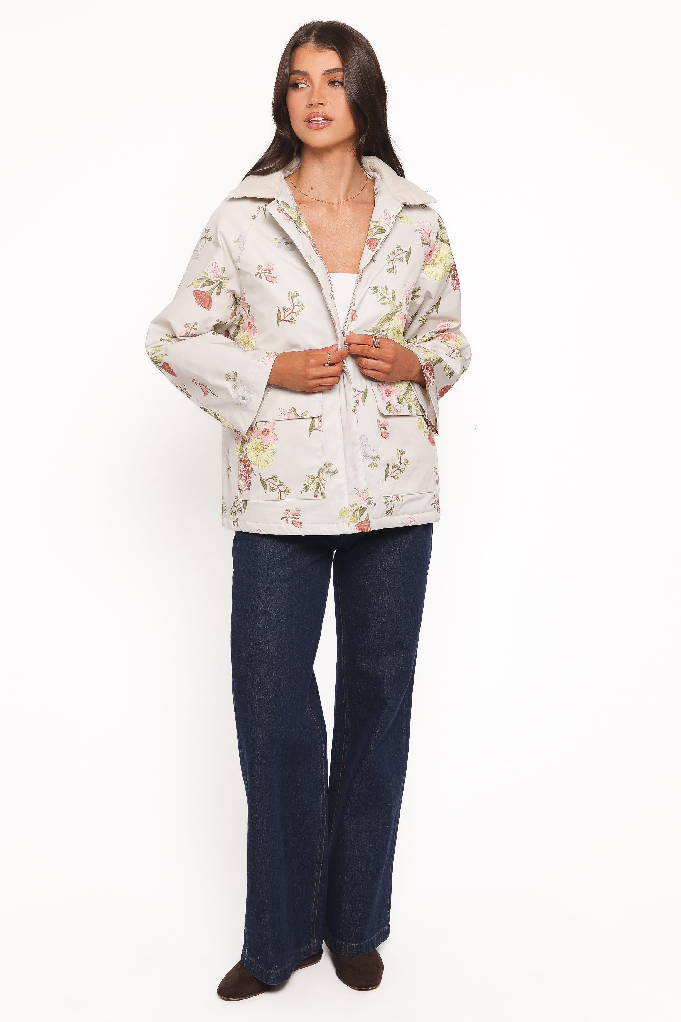 Petal and Pup USA OUTERWEAR Danica Barn Jacket - Khaki Floral