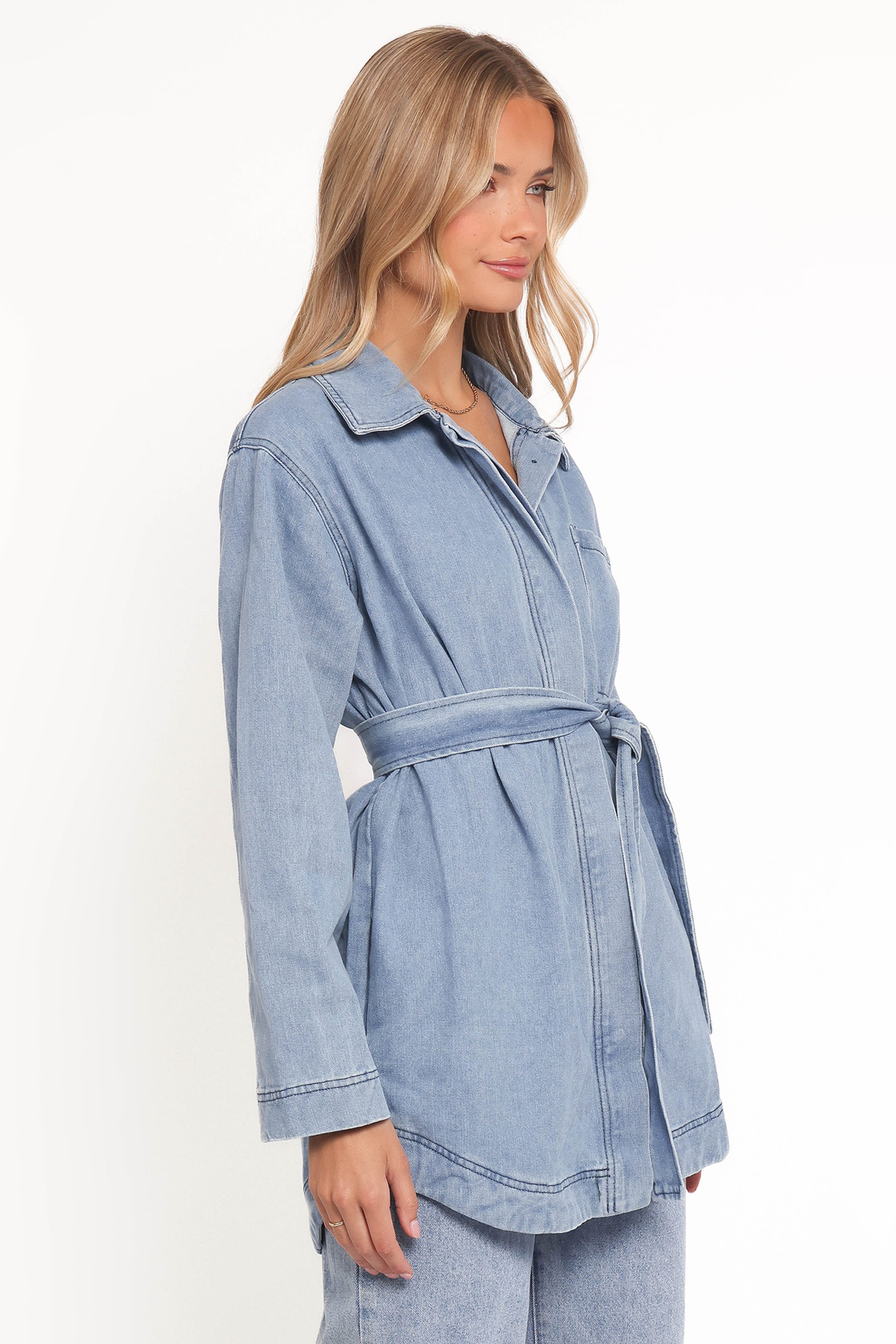 Petal and Pup USA OUTERWEAR Donovan Denim Tie Jacket - Light Denim