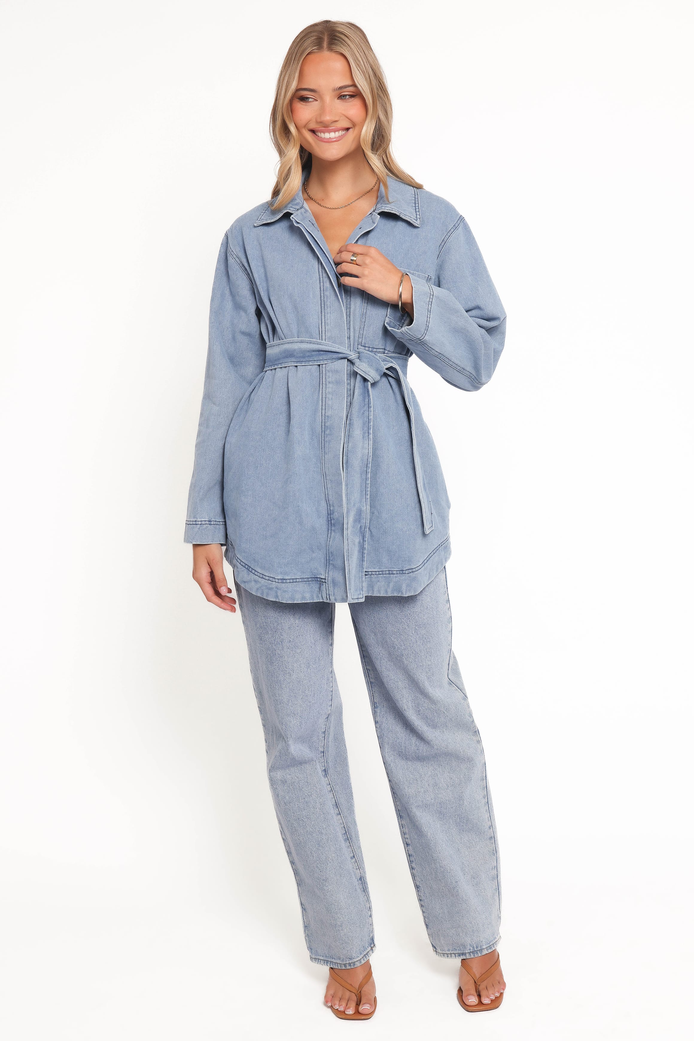 Petal and Pup USA OUTERWEAR Donovan Denim Tie Jacket - Light Denim