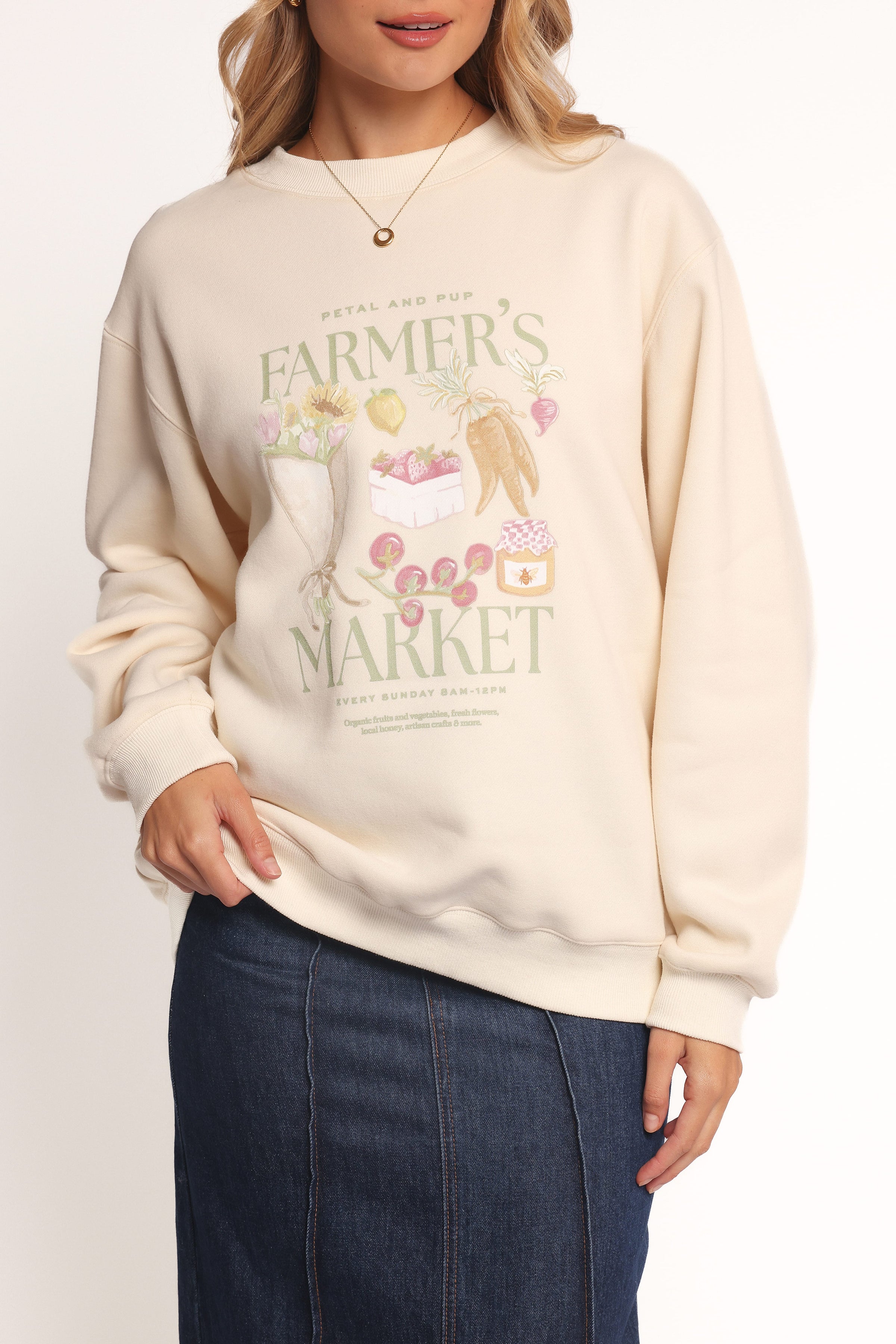 Petal and Pup USA OUTERWEAR Farmers Market Sweatshirt - Cream