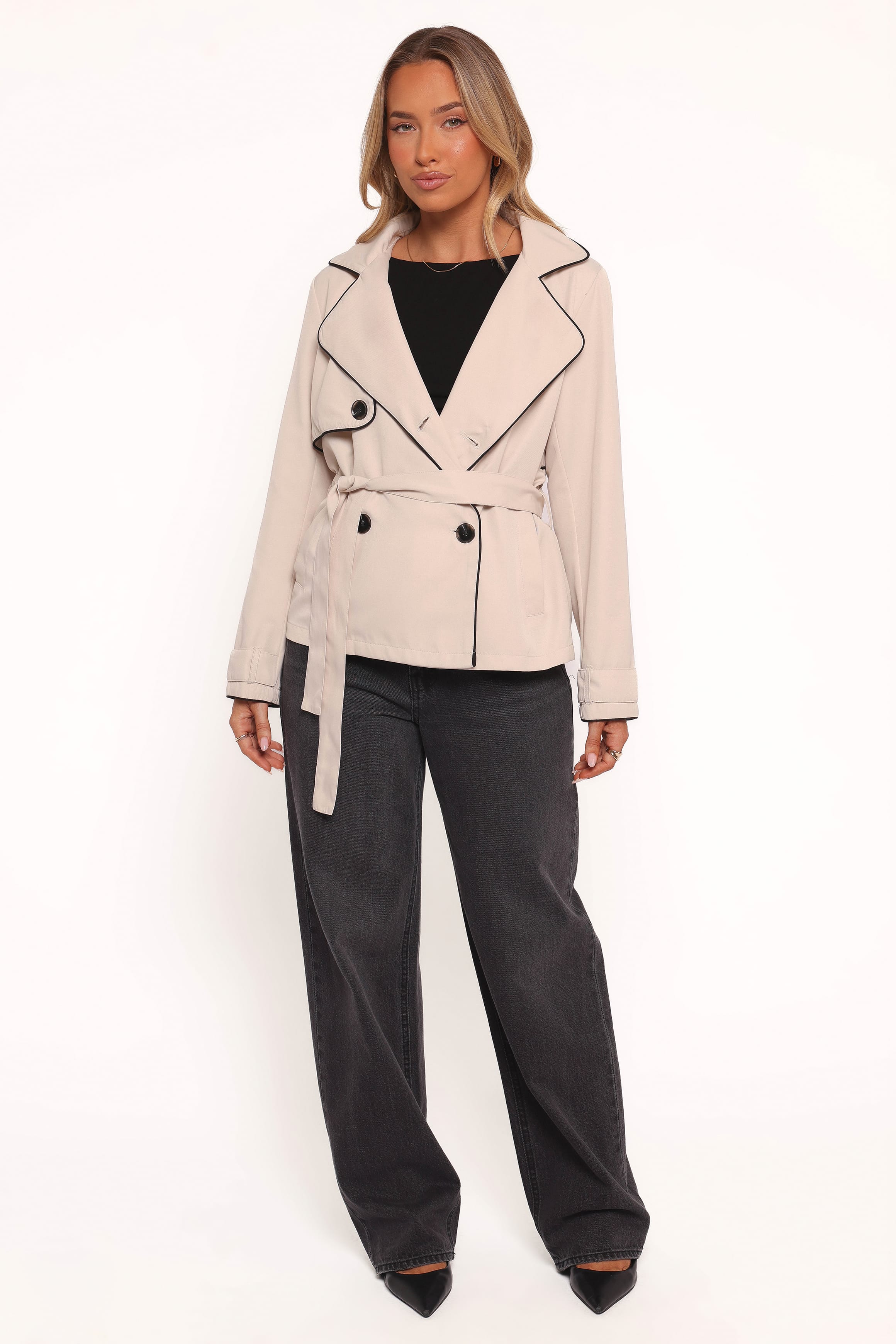 Petal and Pup USA OUTERWEAR Franklin Cropped Trench - Ecru