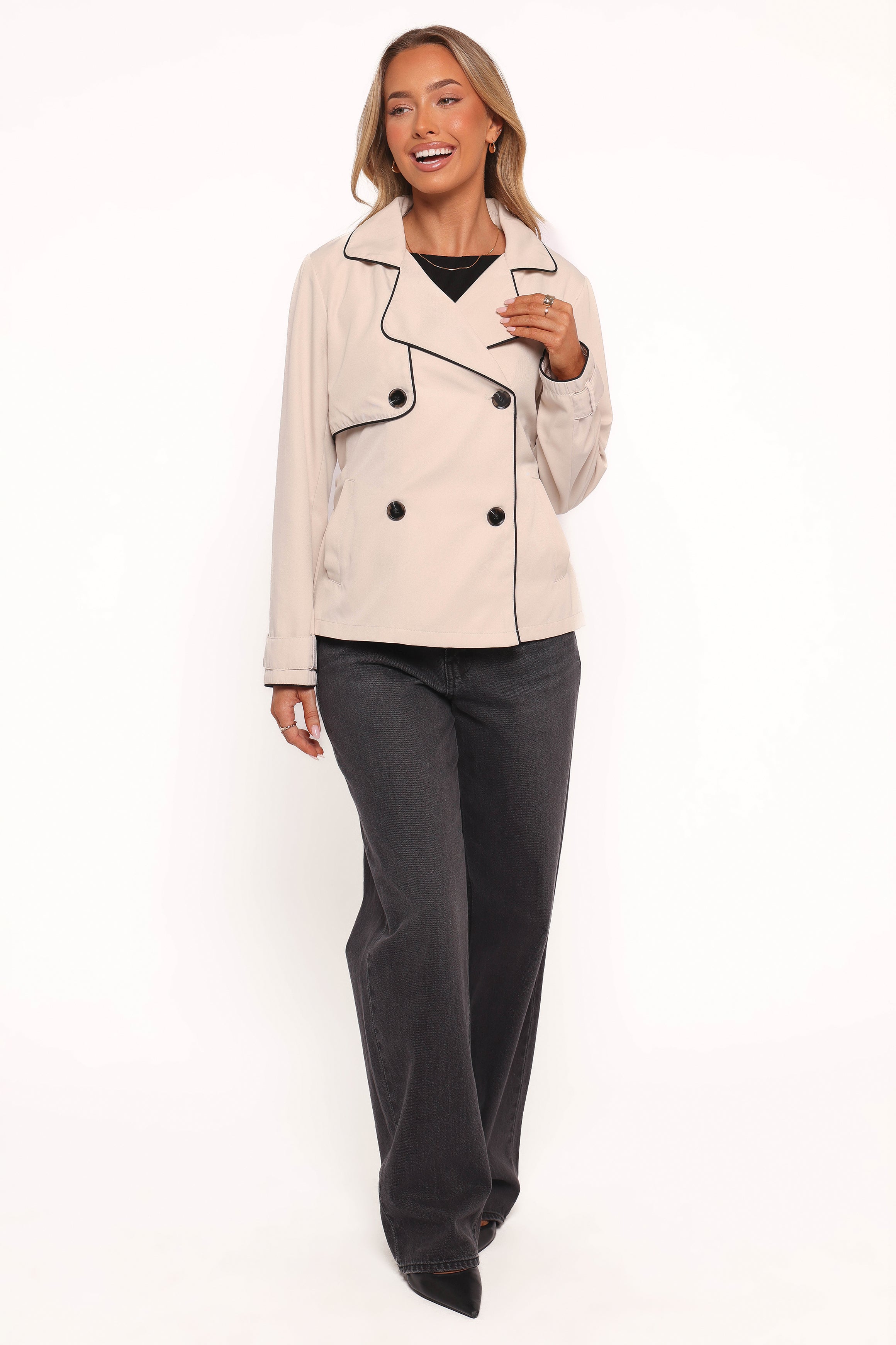 Petal and Pup USA OUTERWEAR Franklin Cropped Trench - Ecru