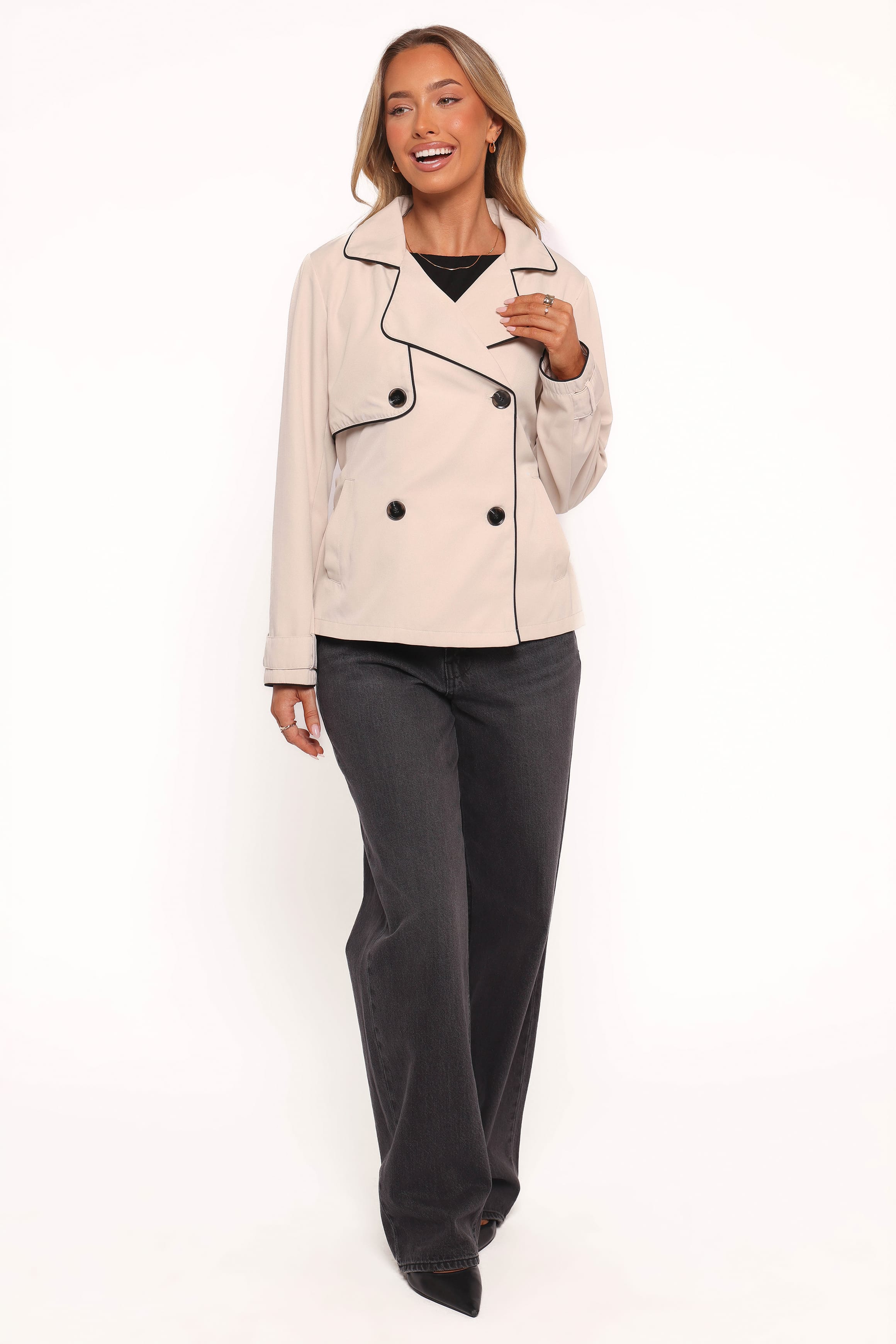 Petal and Pup USA OUTERWEAR Franklin Cropped Trench - Ecru