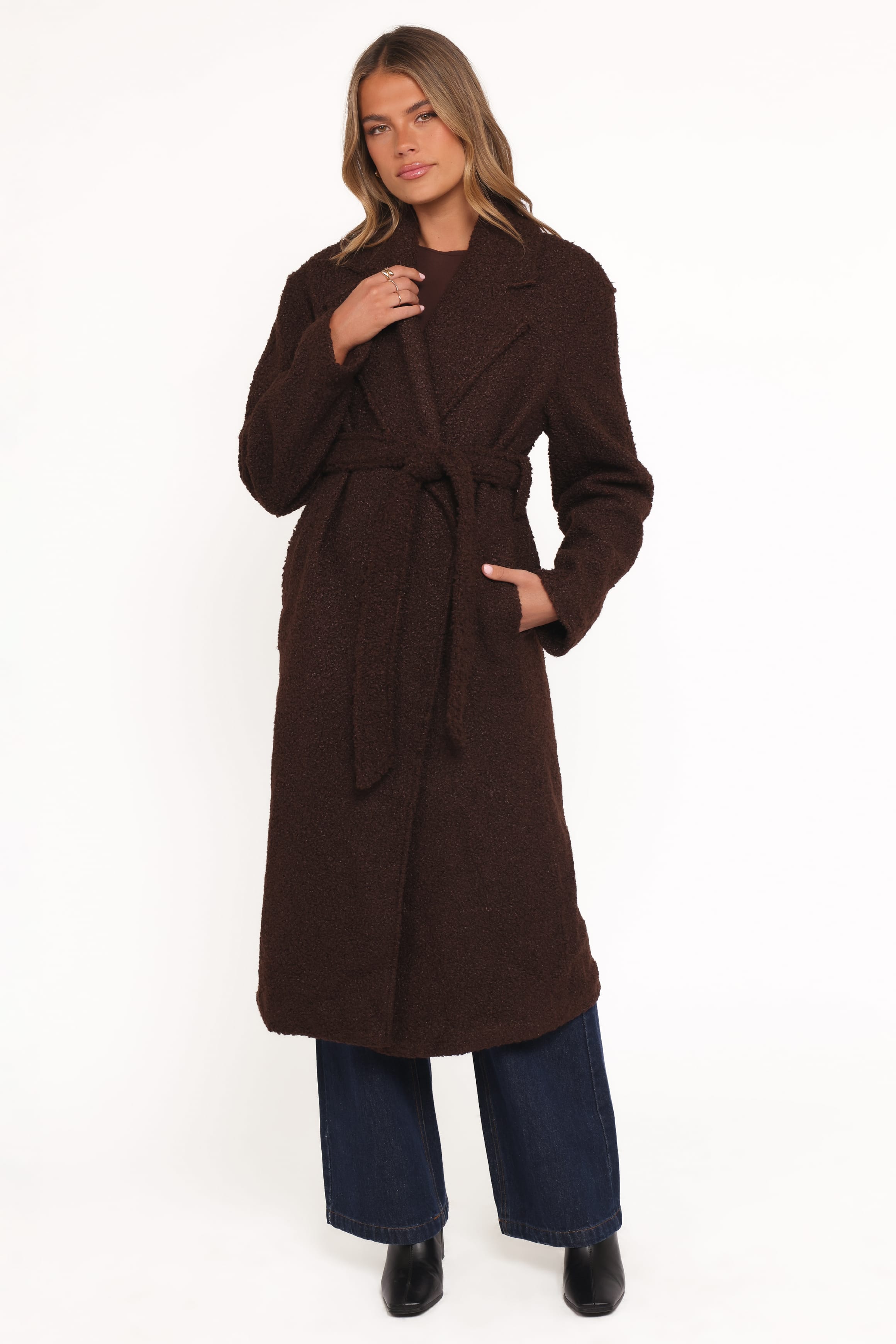 Petal and Pup USA OUTERWEAR Goodie Shearling Coat - Chocolate