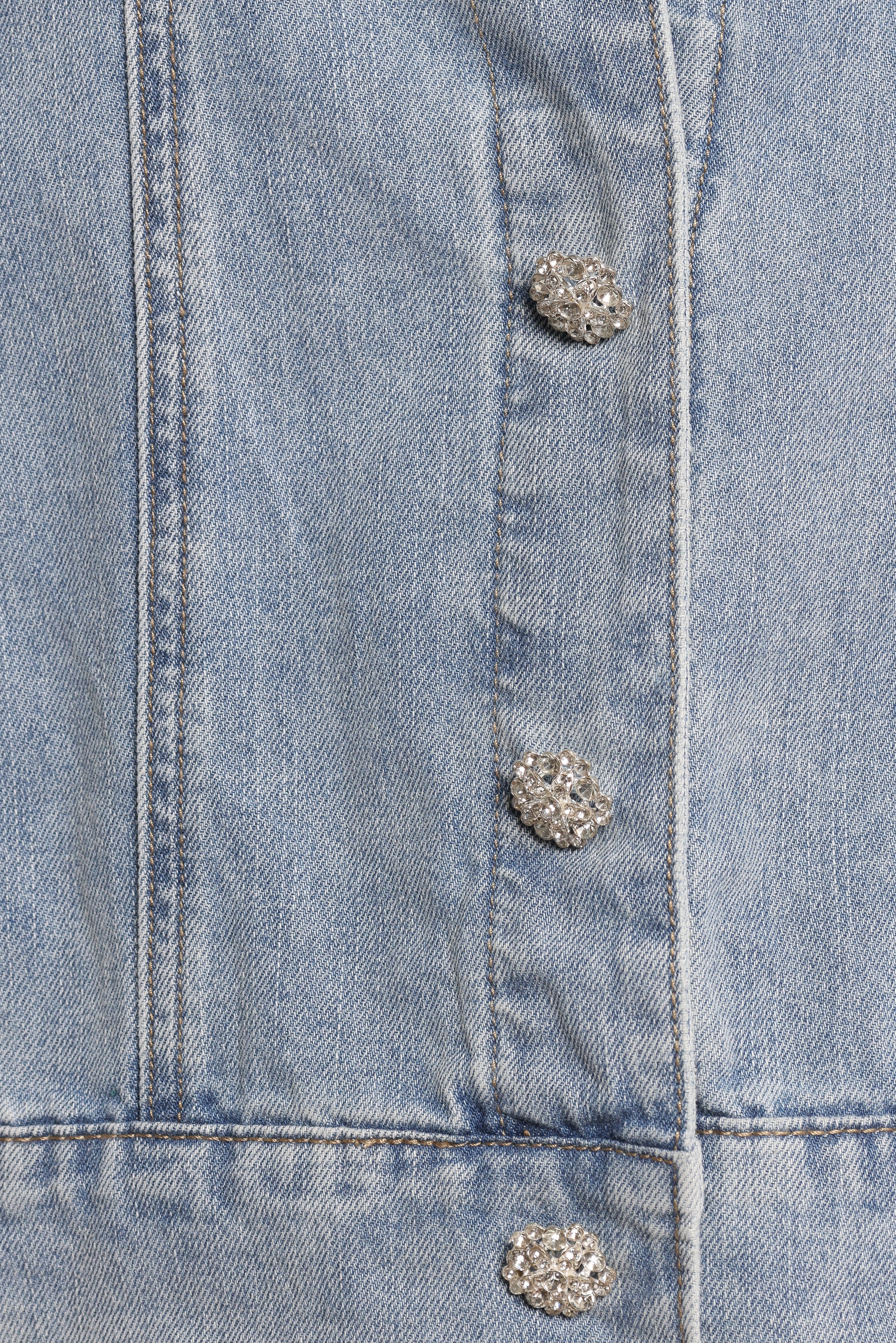 Petal and Pup USA OUTERWEAR Hadley Ruffle Sleeve Denim Jacket - Mid Denim