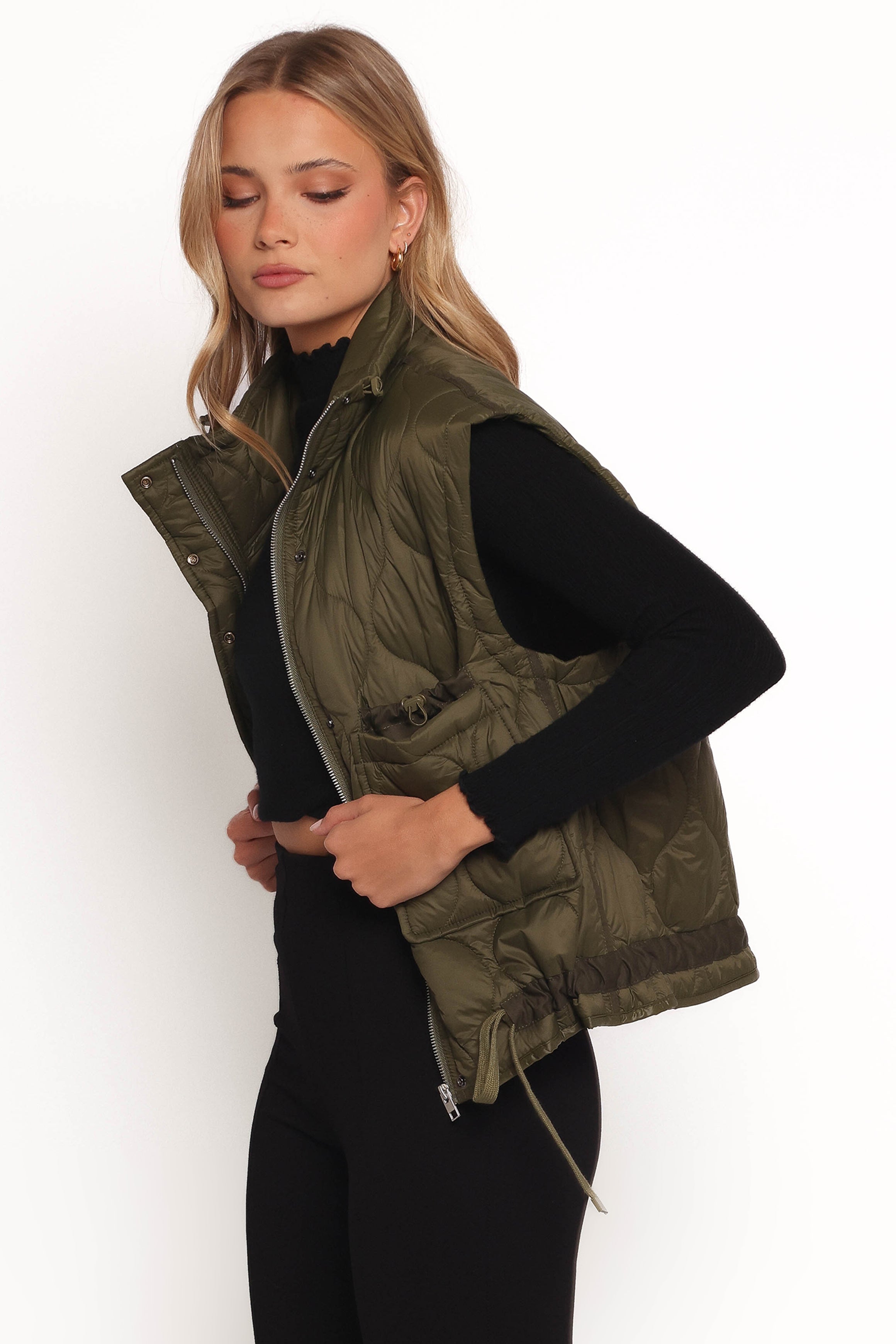 Petal and Pup USA OUTERWEAR Haven Zip Front Puff Vest - Olive (Hold for Rack)