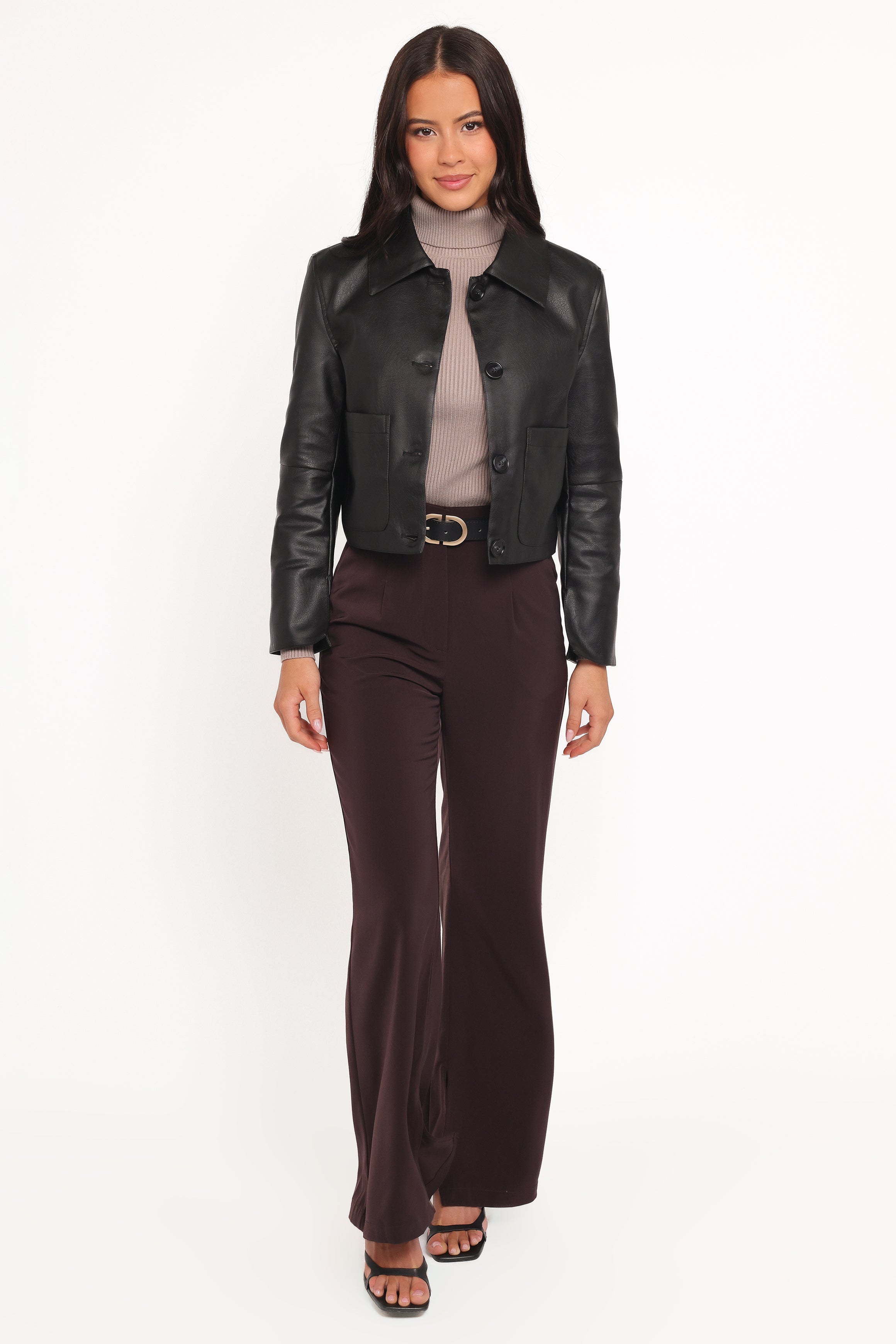 Petal and Pup USA OUTERWEAR Hope Crop Faux Leather Jacket - Black