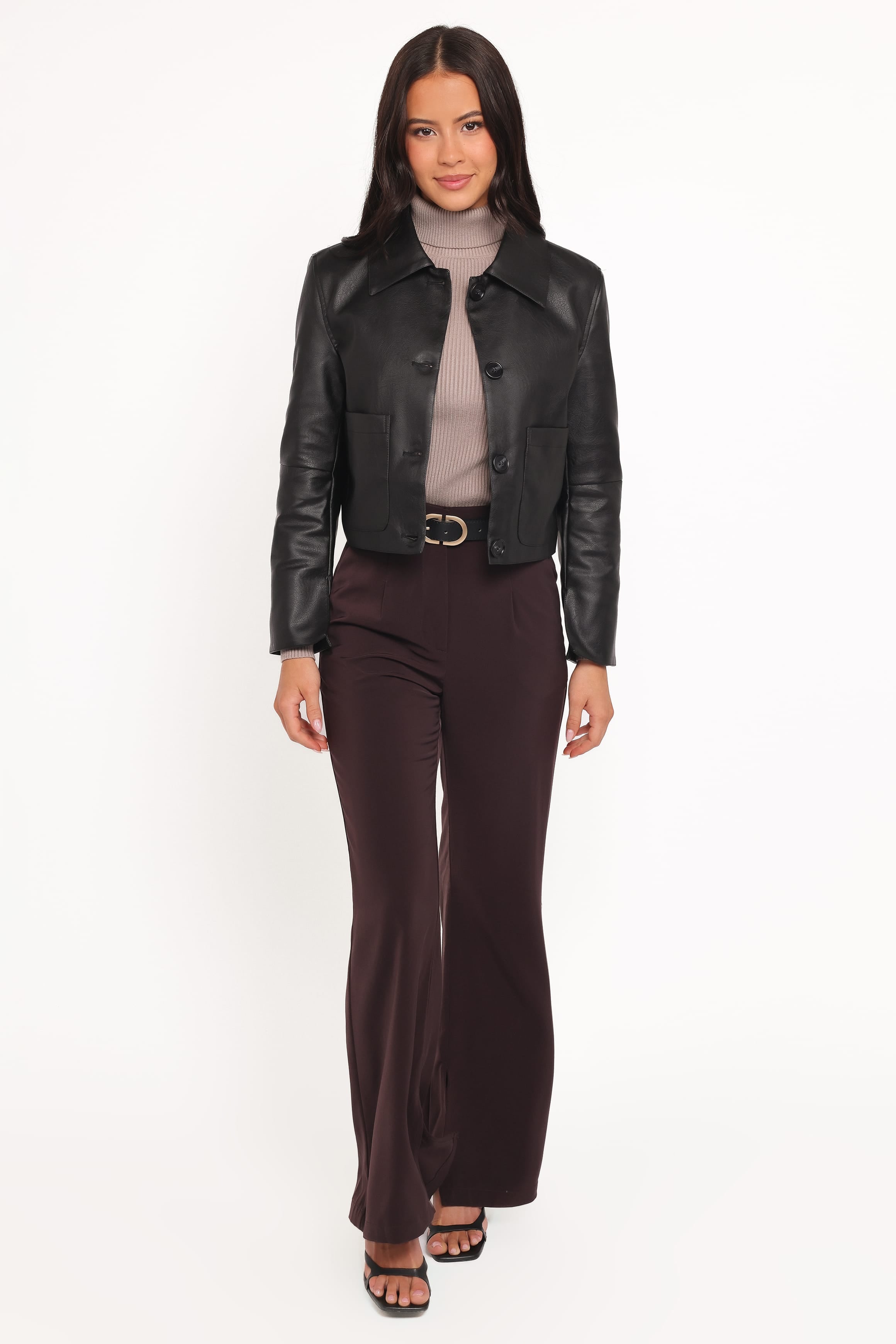 Petal and Pup USA OUTERWEAR Hope Crop Faux Leather Jacket - Black