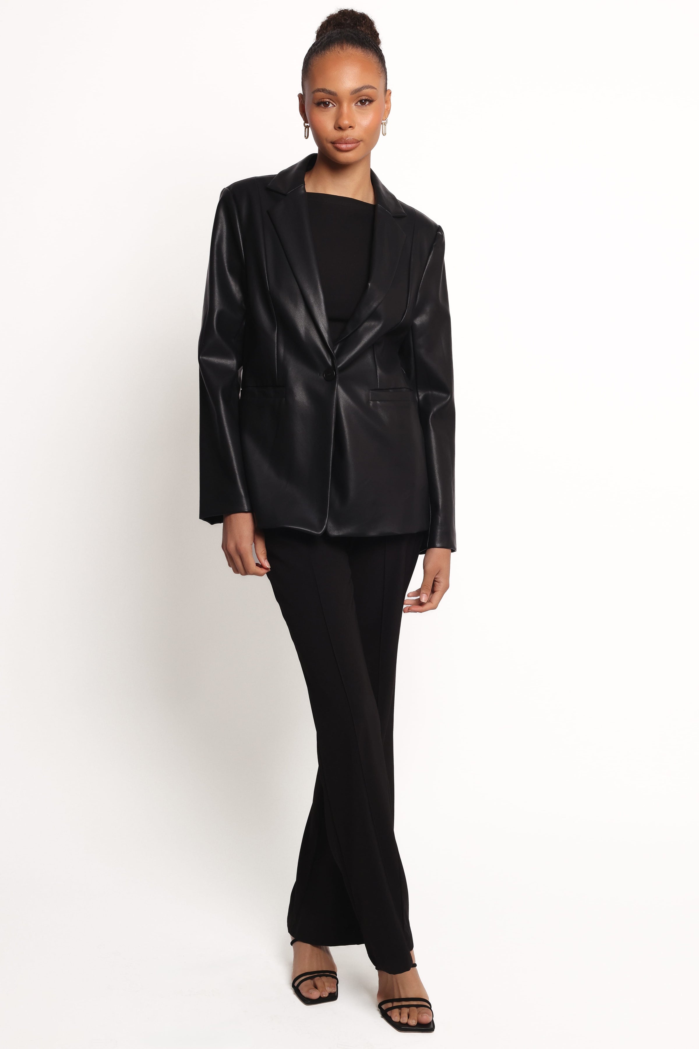 Petal and Pup USA OUTERWEAR Jamie Faux Leather Blazer - Black