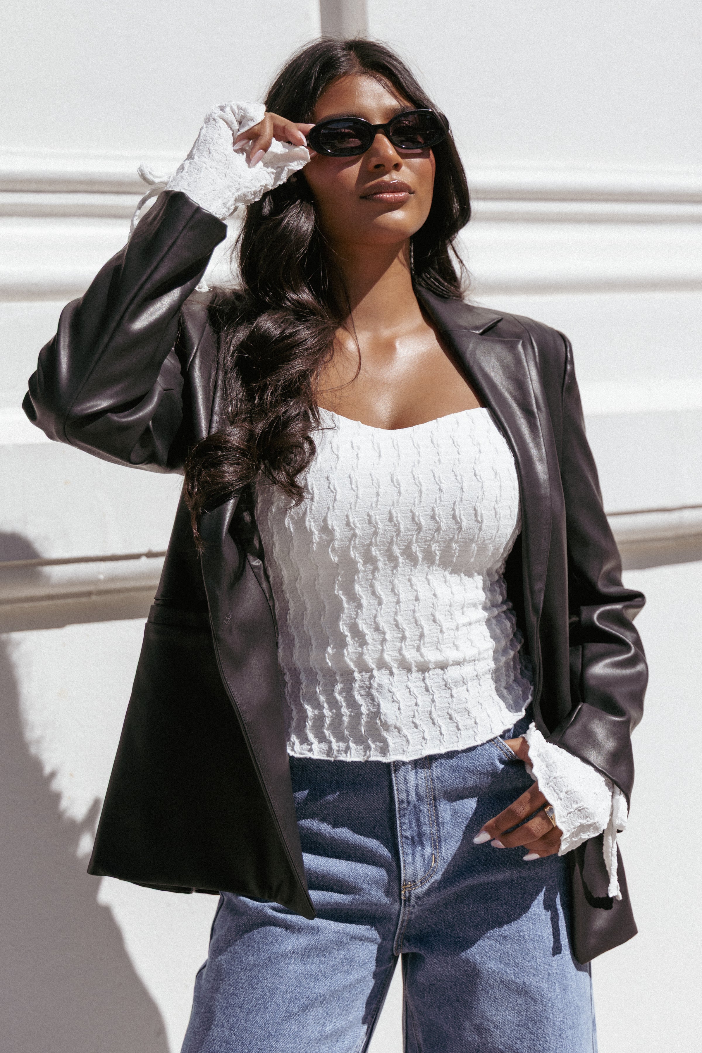 Petal and Pup USA OUTERWEAR Jamie Faux Leather Blazer - Black