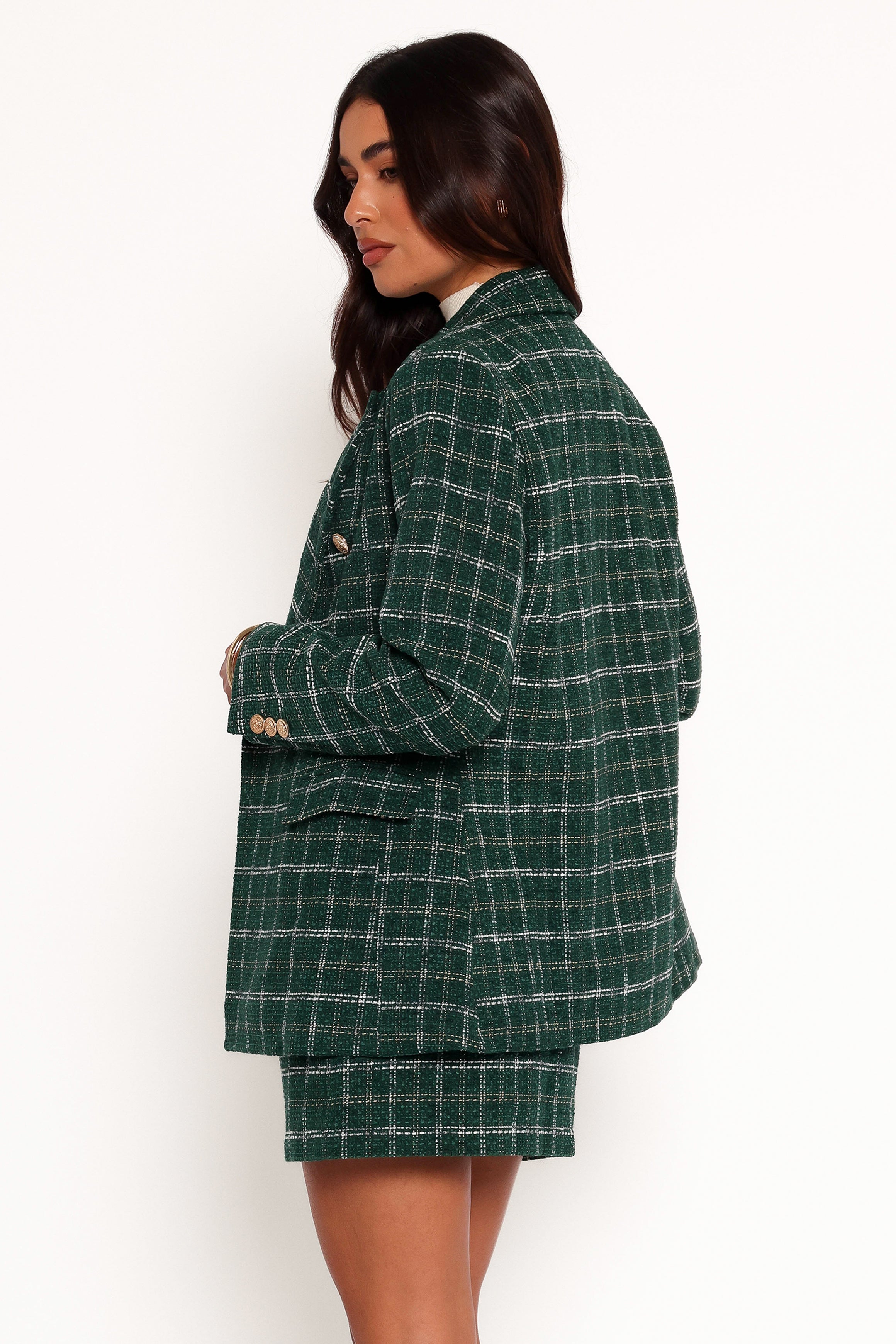 Petal and Pup USA OUTERWEAR Jules Twill Plaid Blazer - Green