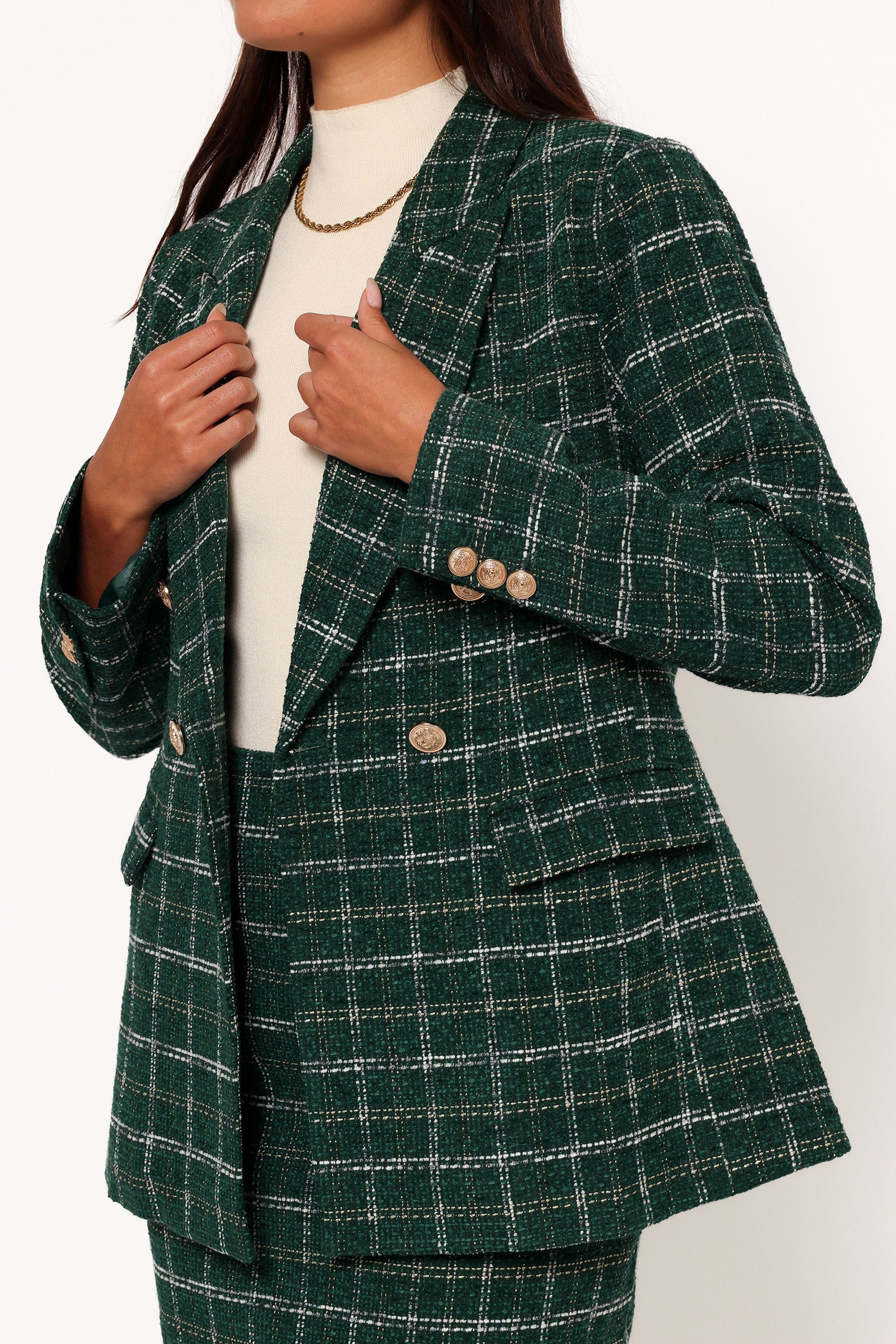 Petal and Pup USA OUTERWEAR Jules Twill Plaid Blazer - Green