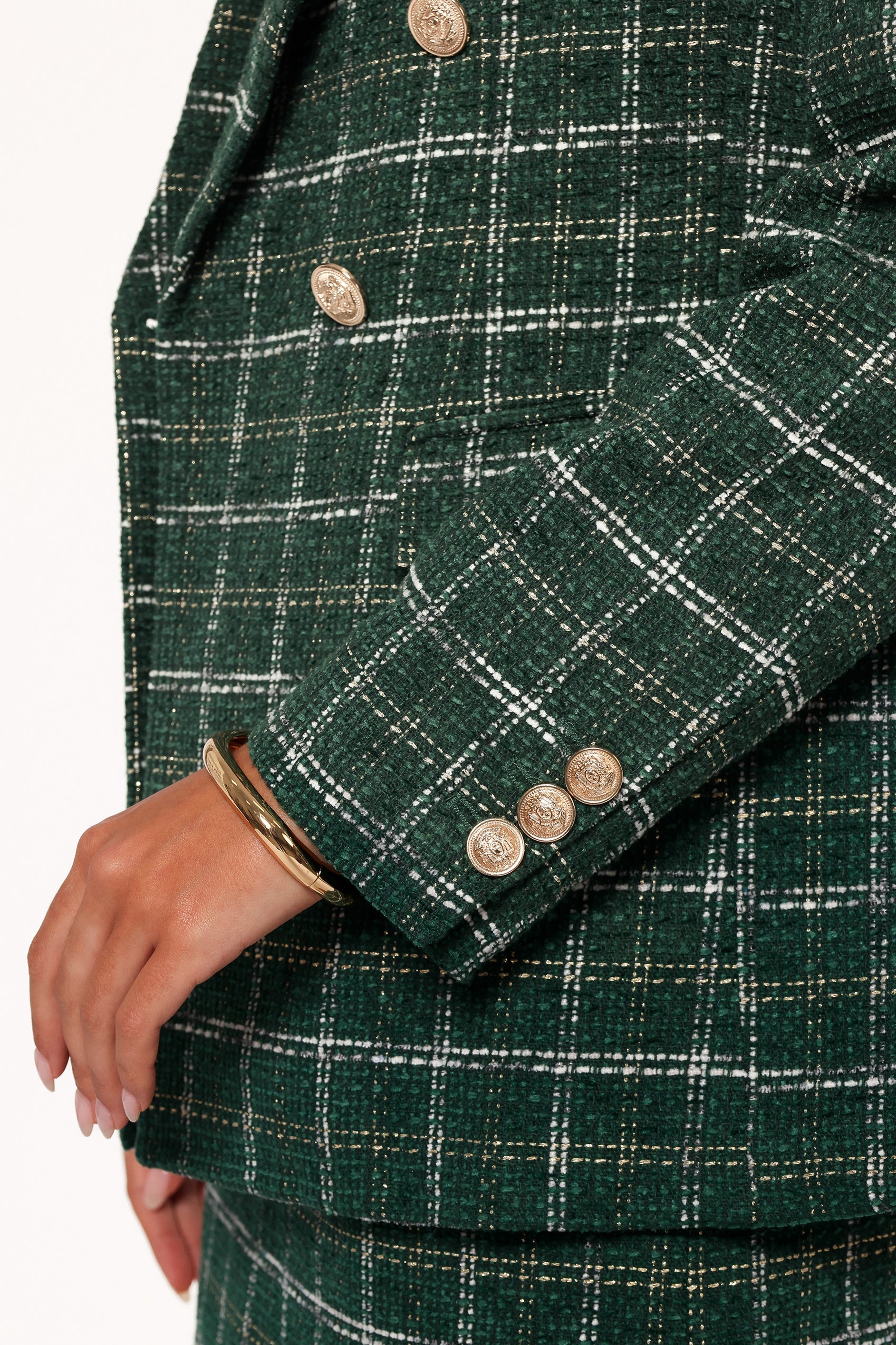 Petal and Pup USA OUTERWEAR Jules Twill Plaid Blazer - Green