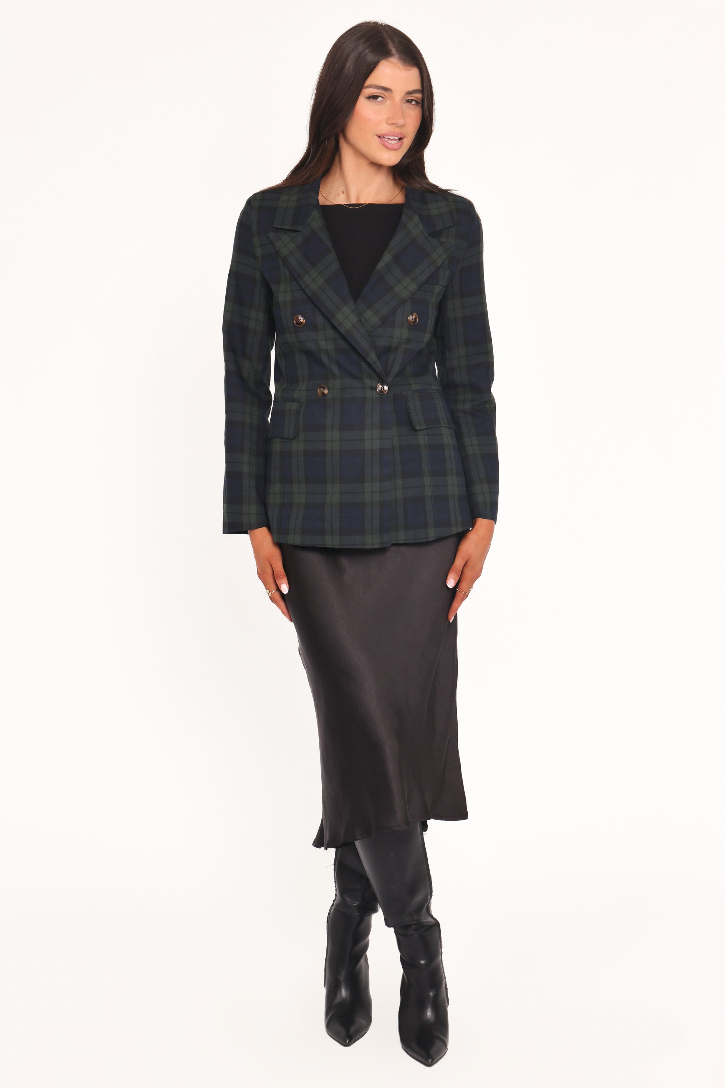 Petal and Pup USA OUTERWEAR Juliette Blazer - Green Plaid