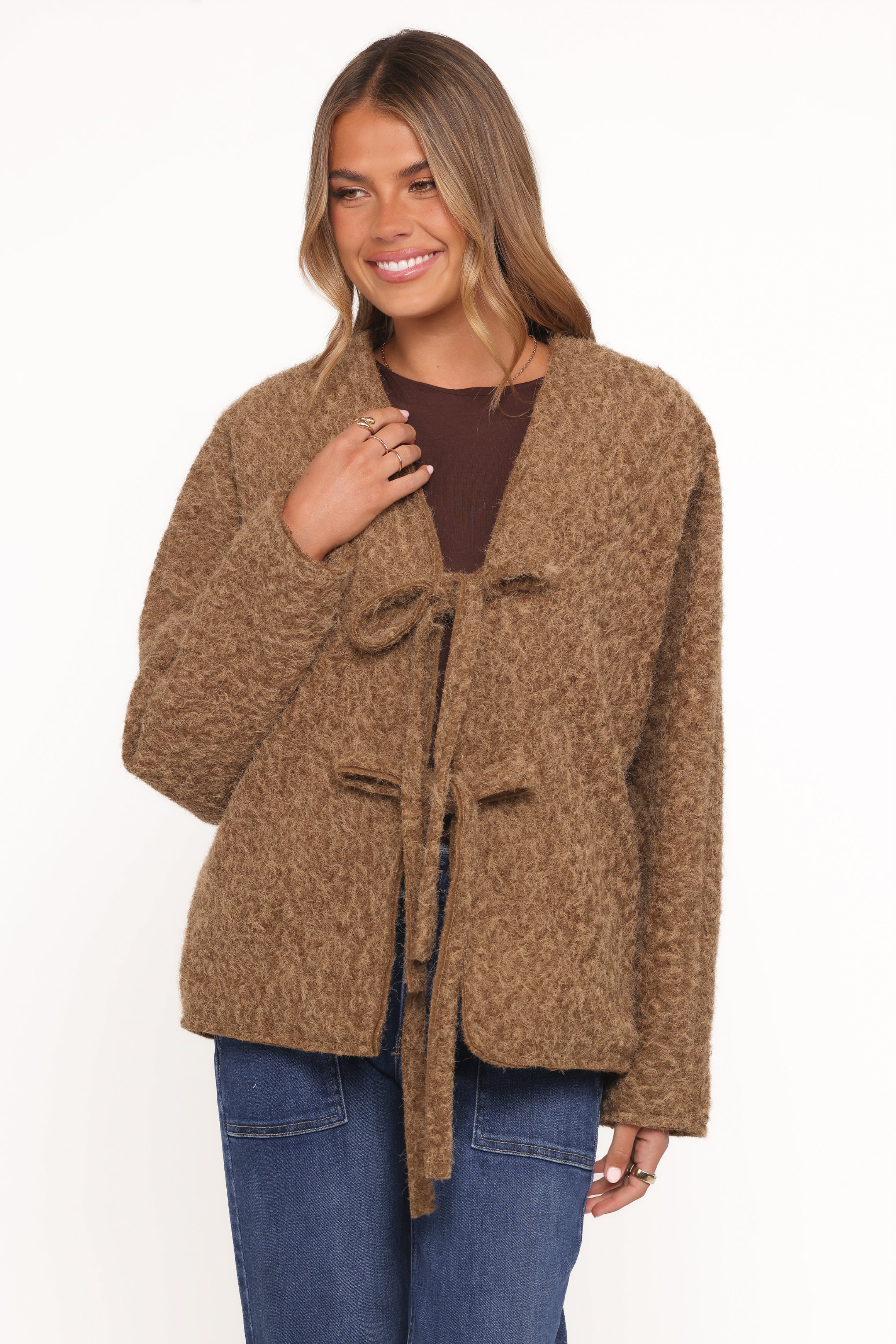 Petal and Pup USA OUTERWEAR Kimmy Bow Oversized Cardigan - Moss