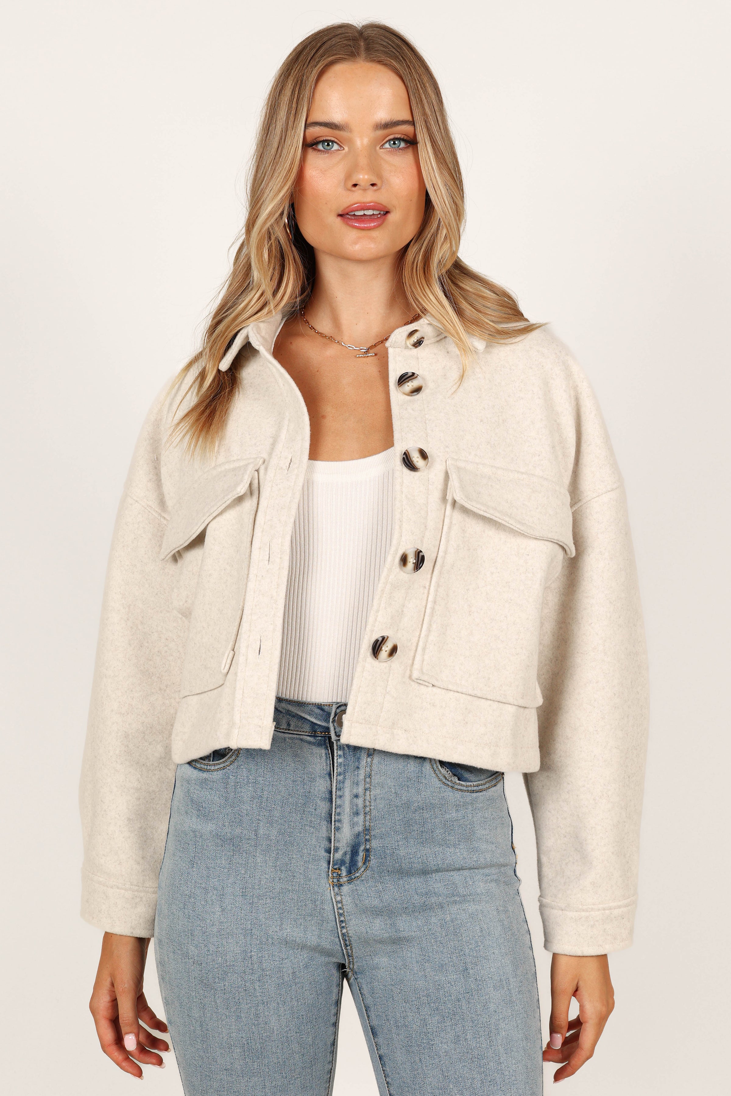 Petal and Pup USA OUTERWEAR Liliana Double Pocket Jacket - Cream