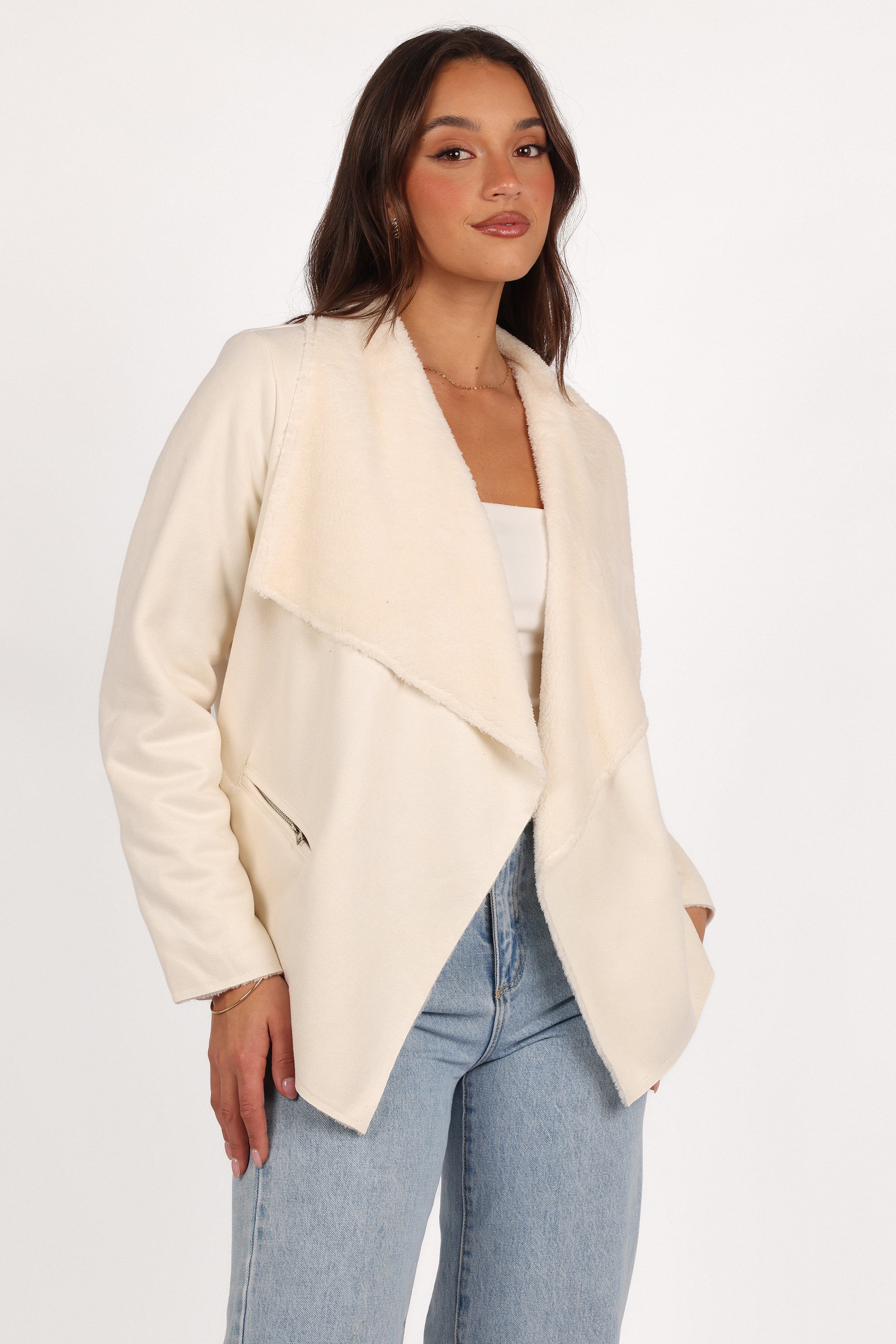 Petal and Pup USA OUTERWEAR Lopez Faux Sherling Jacket - Cream