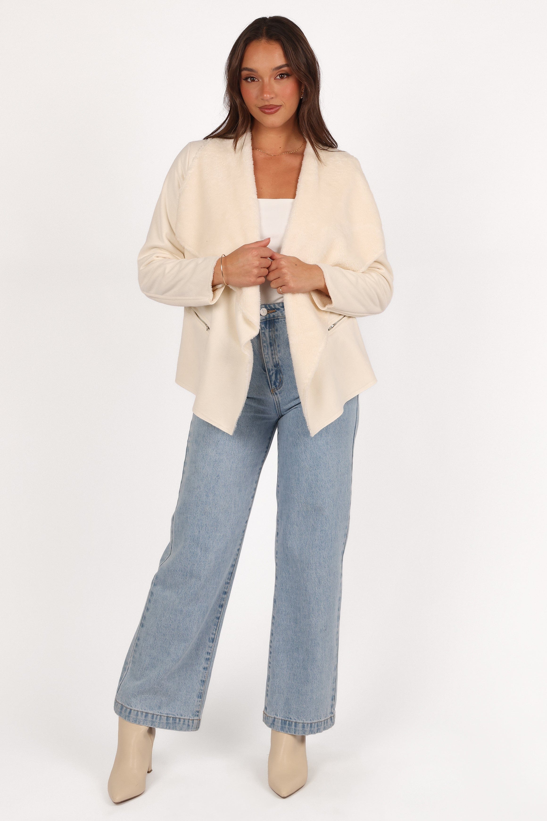 Petal and Pup USA OUTERWEAR Lopez Faux Sherling Jacket - Cream