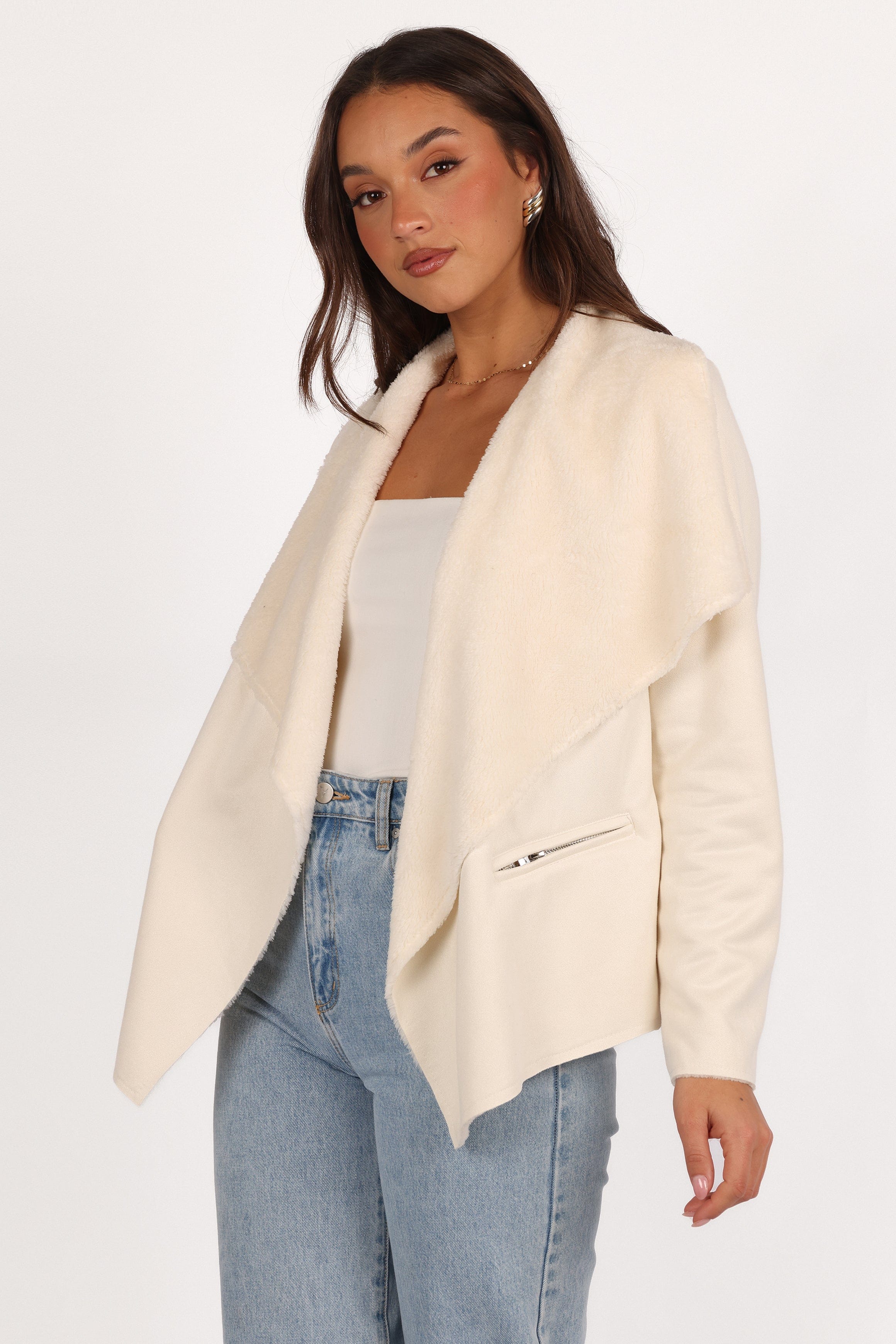 Petal and Pup USA OUTERWEAR Lopez Faux Sherling Jacket - Cream