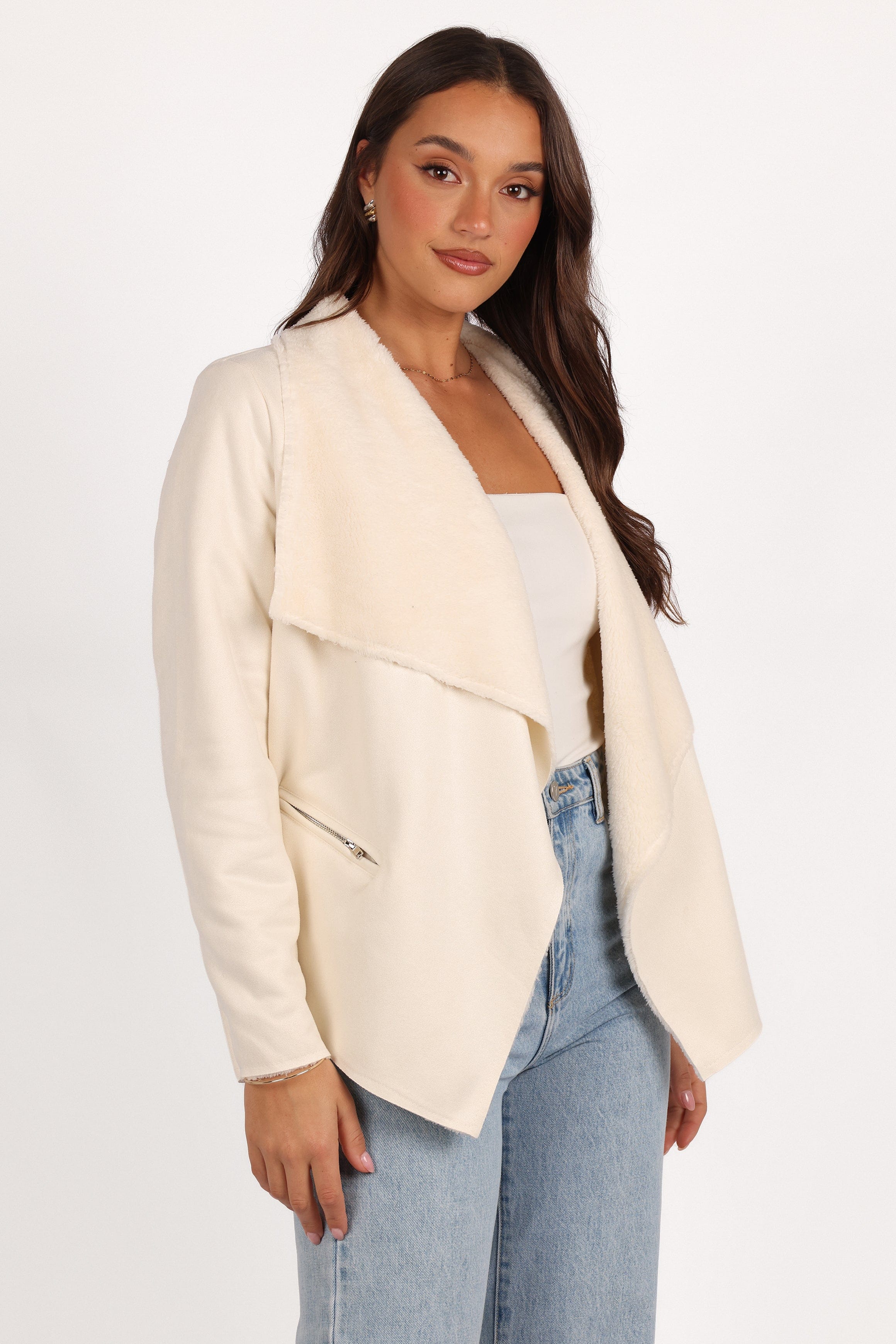 Petal and Pup USA OUTERWEAR Lopez Faux Sherling Jacket - Cream