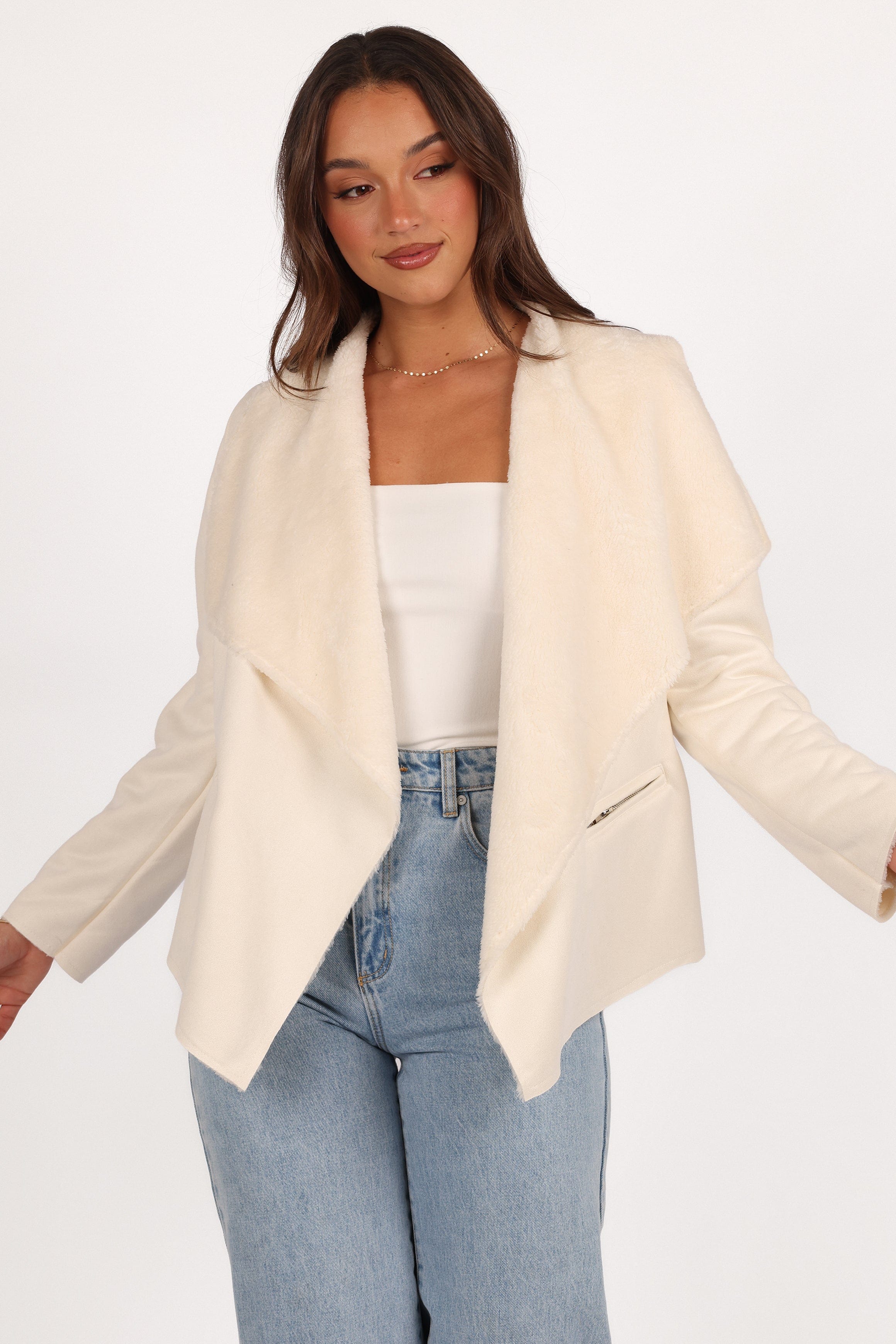 Petal and Pup USA OUTERWEAR Lopez Faux Sherling Jacket - Cream
