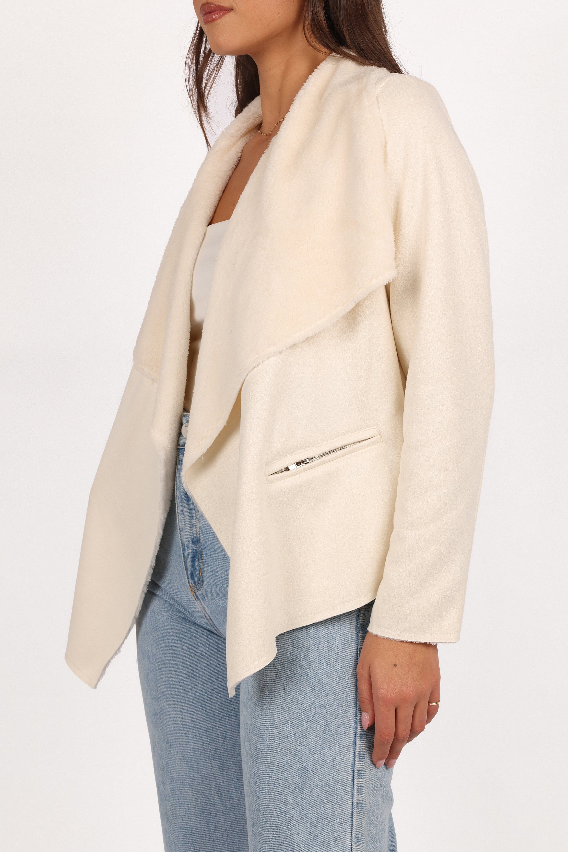 Petal and Pup USA OUTERWEAR Lopez Faux Sherling Jacket - Cream
