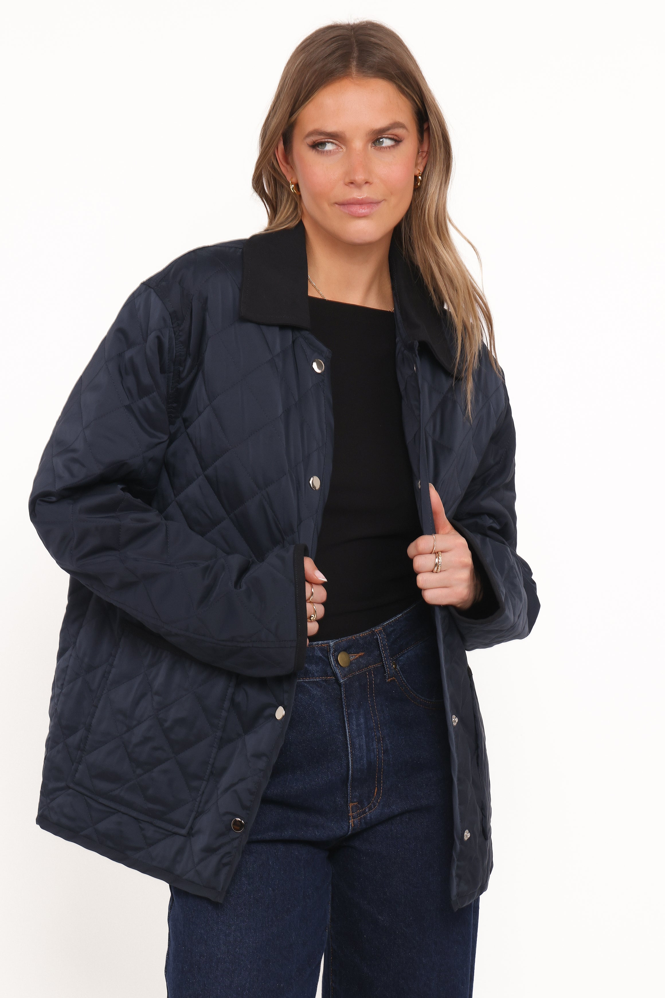 Petal and Pup USA OUTERWEAR Lynly Quilted Barn Jacket - Navy