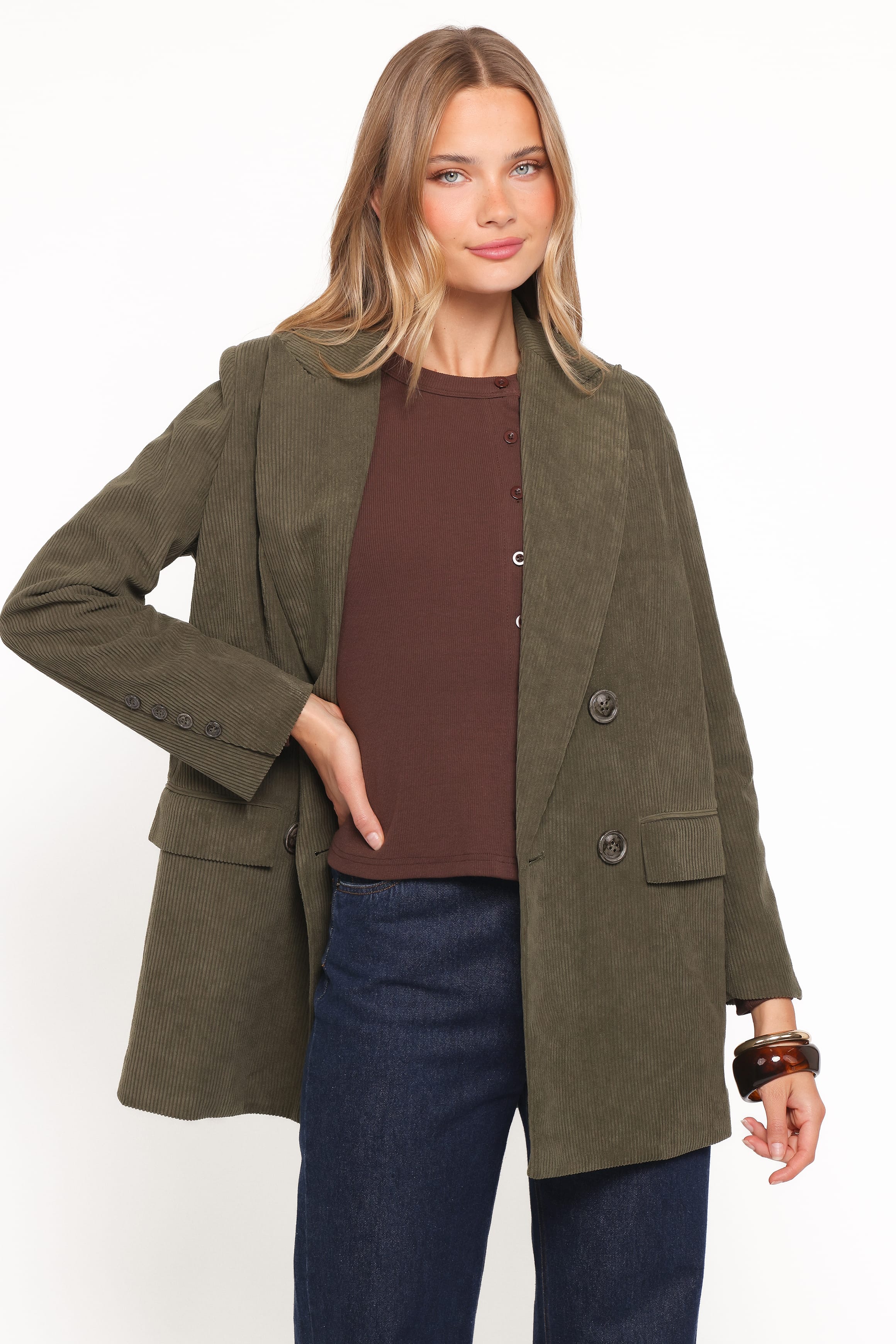 Petal and Pup USA OUTERWEAR Madi Corduroy Blazer - Olive