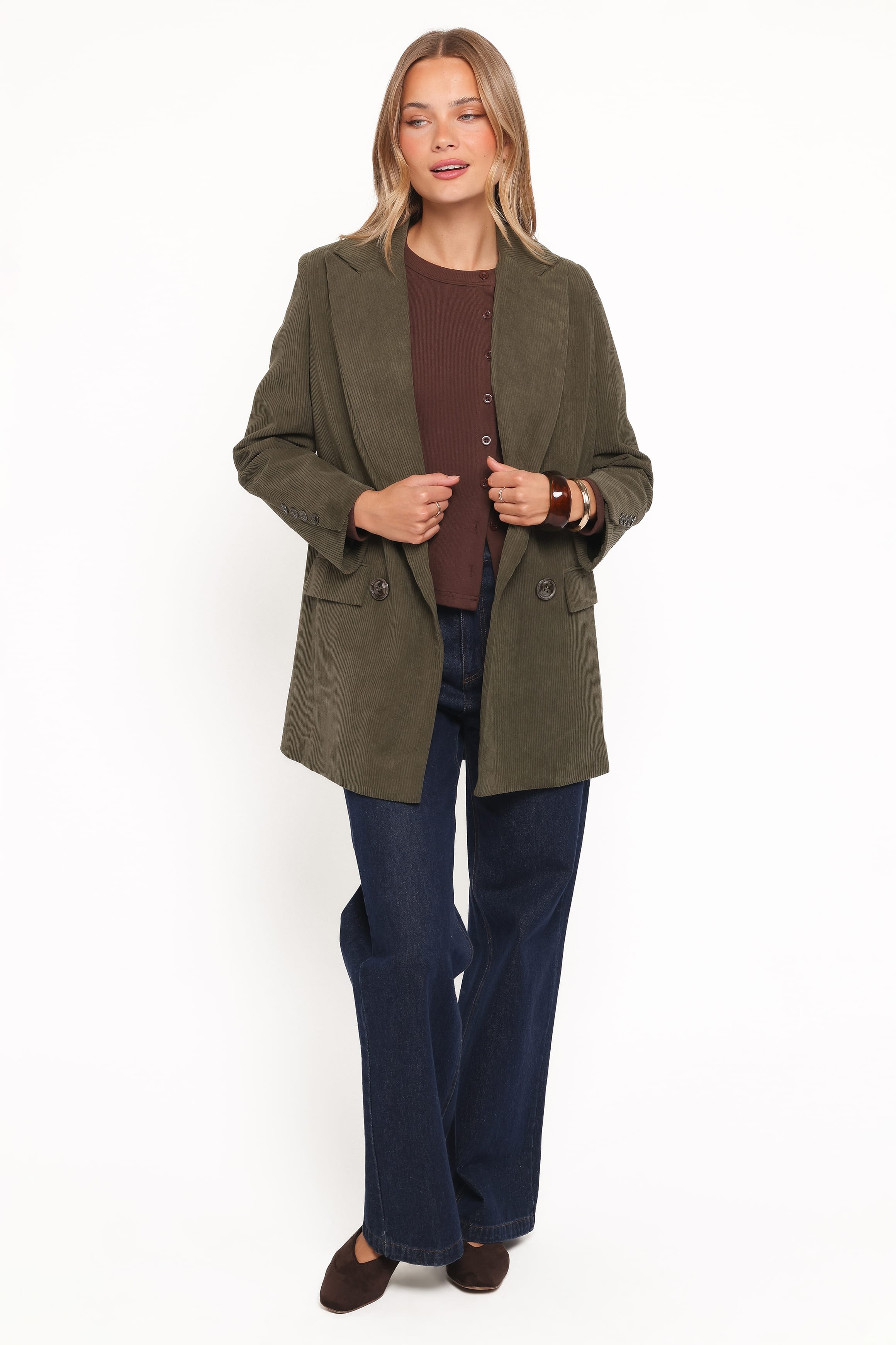 Petal and Pup USA OUTERWEAR Madi Corduroy Blazer - Olive