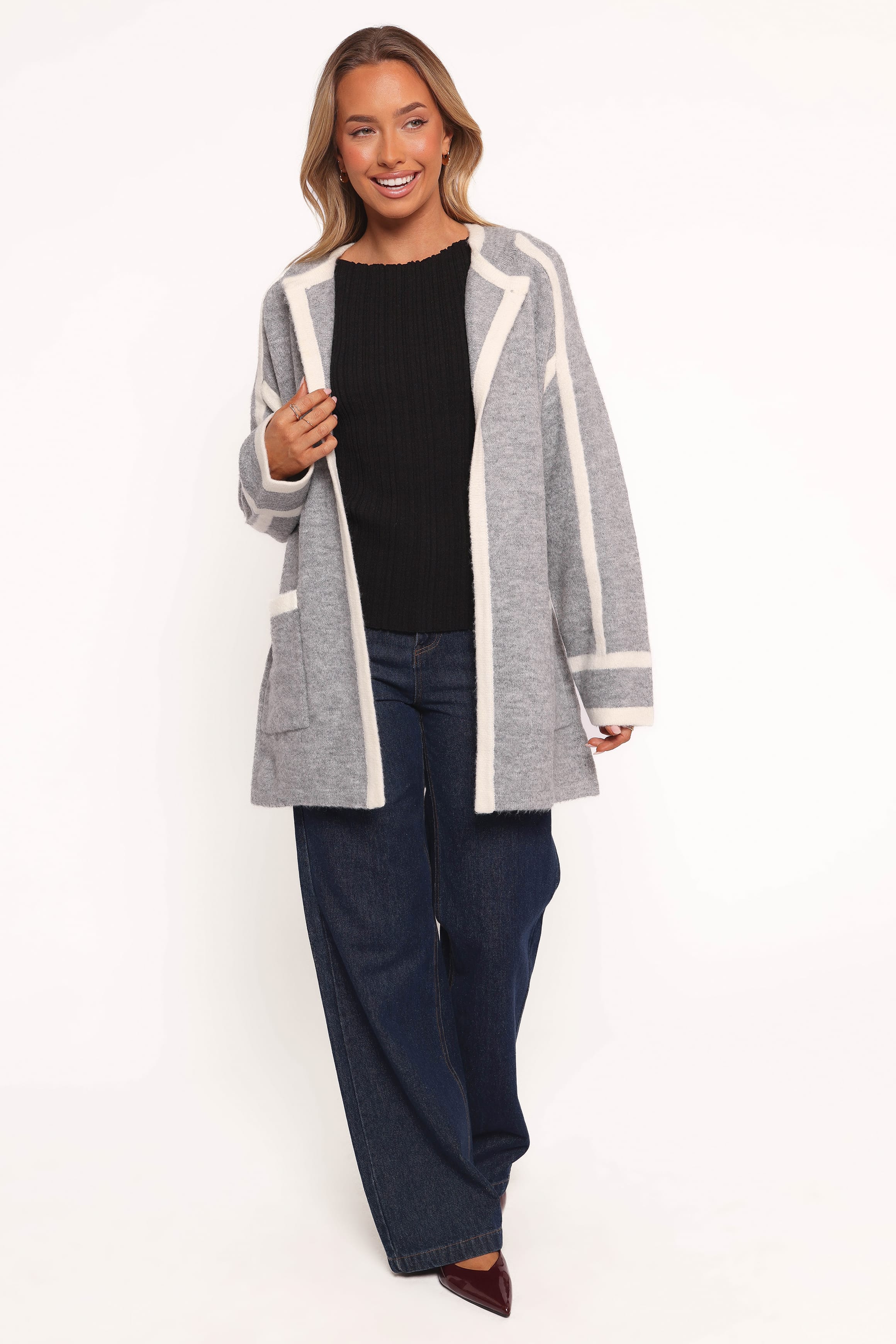 Petal and Pup USA OUTERWEAR Maloney Tie Front Coatigan - Grey