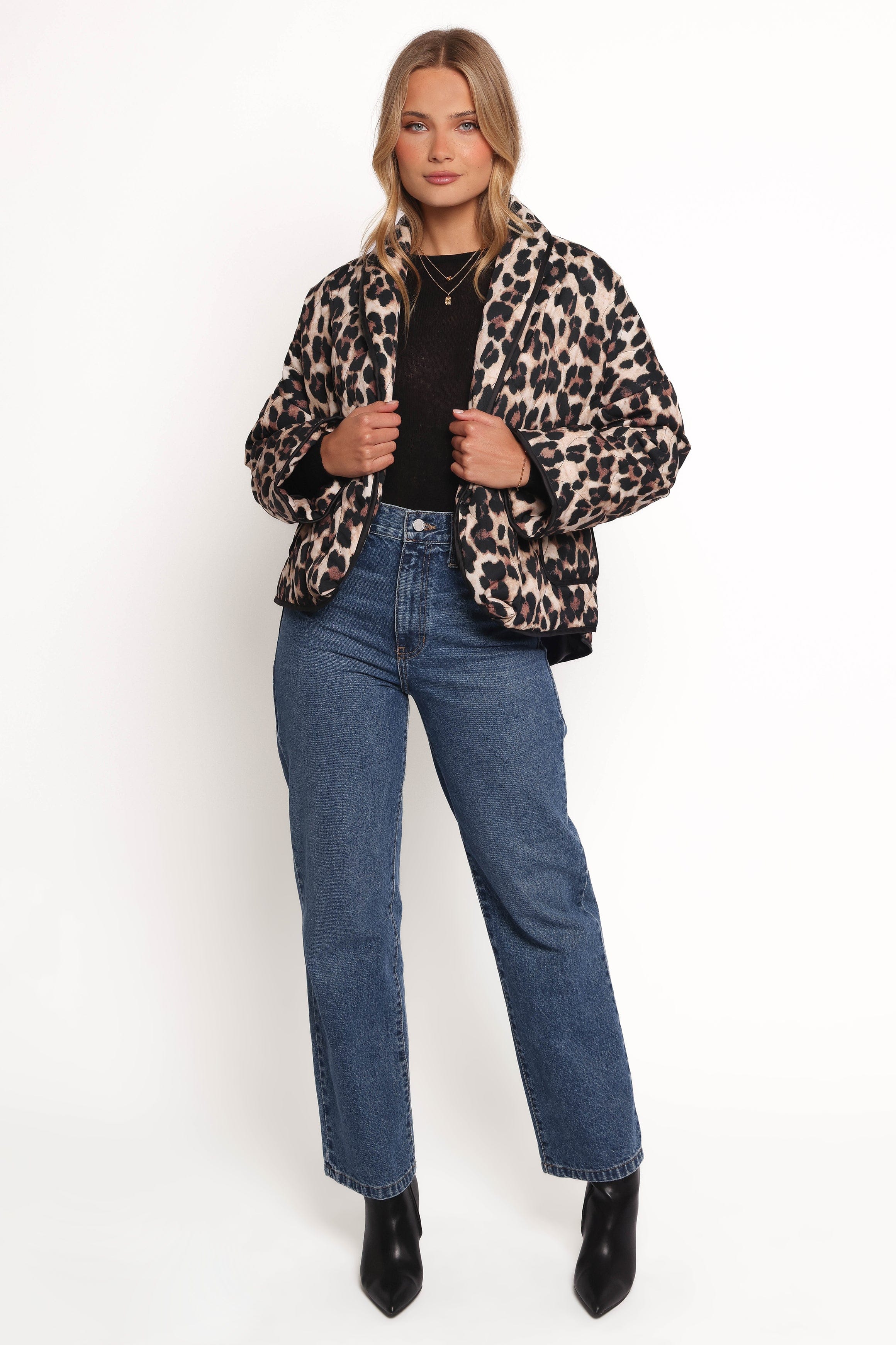 Petal and Pup USA OUTERWEAR Marcos Leopard Print Quilted Jacket - Leopard