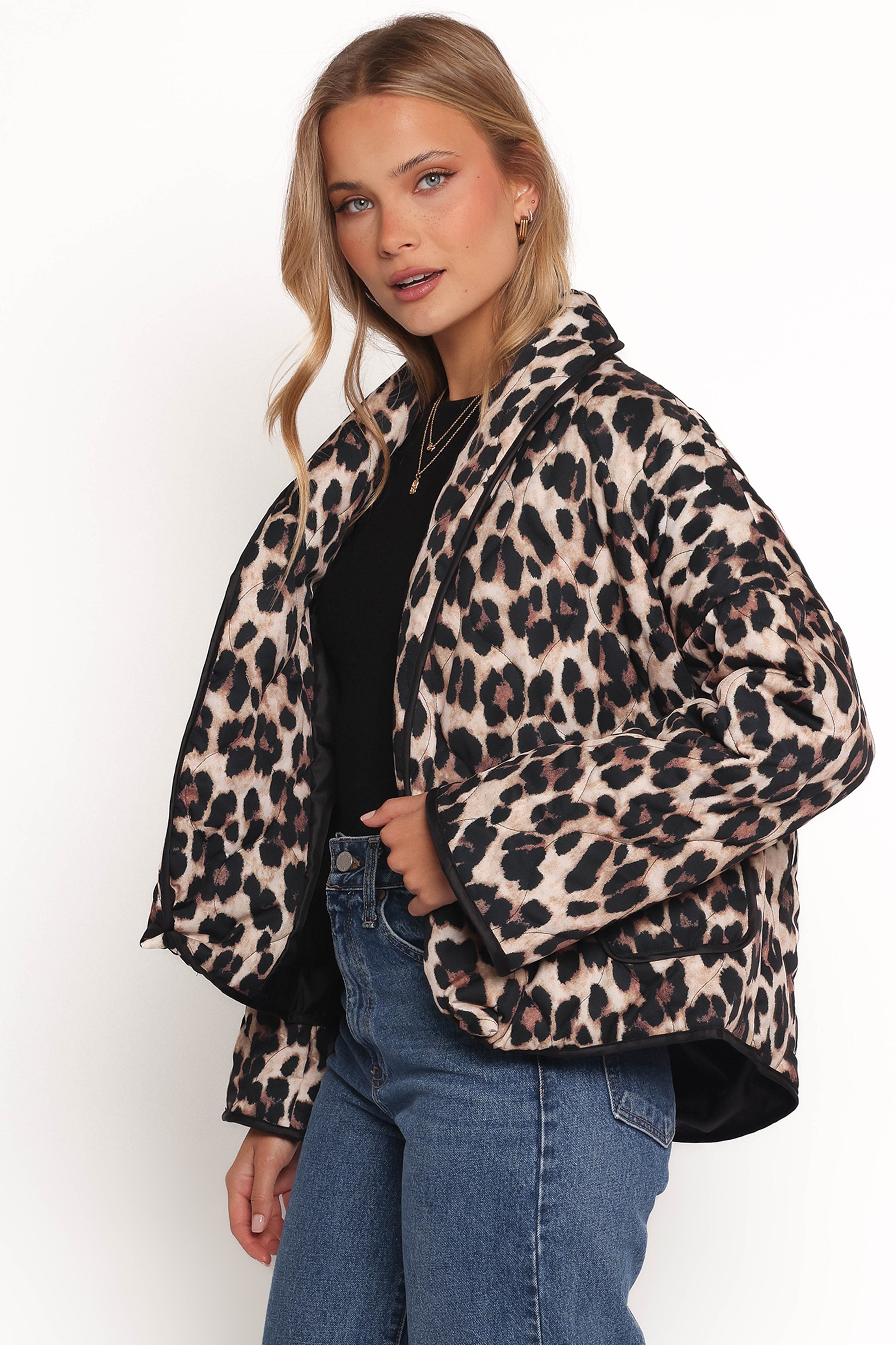 Petal and Pup USA OUTERWEAR Marcos Leopard Print Quilted Jacket - Leopard