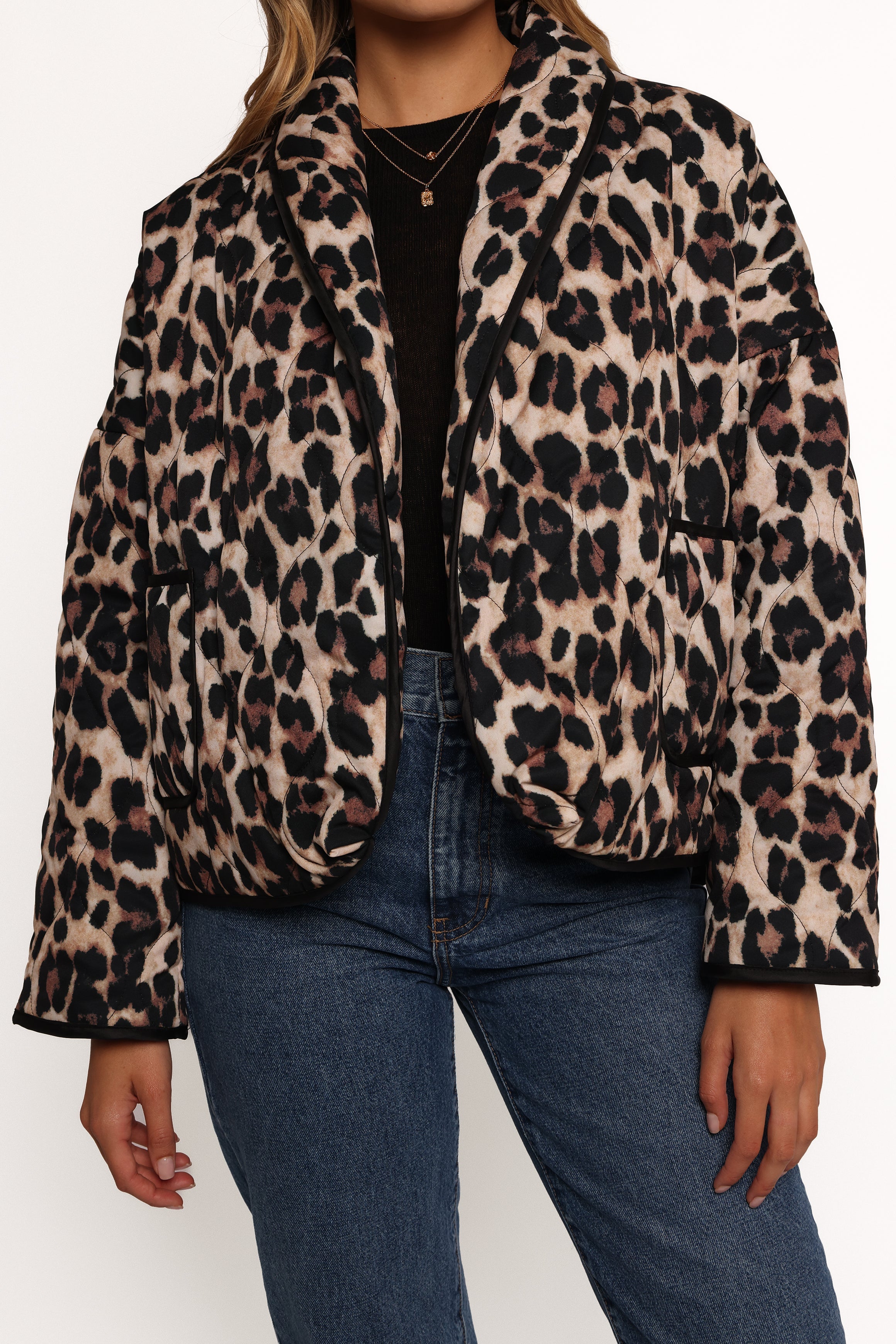 Petal and Pup USA OUTERWEAR Marcos Leopard Print Quilted Jacket - Leopard